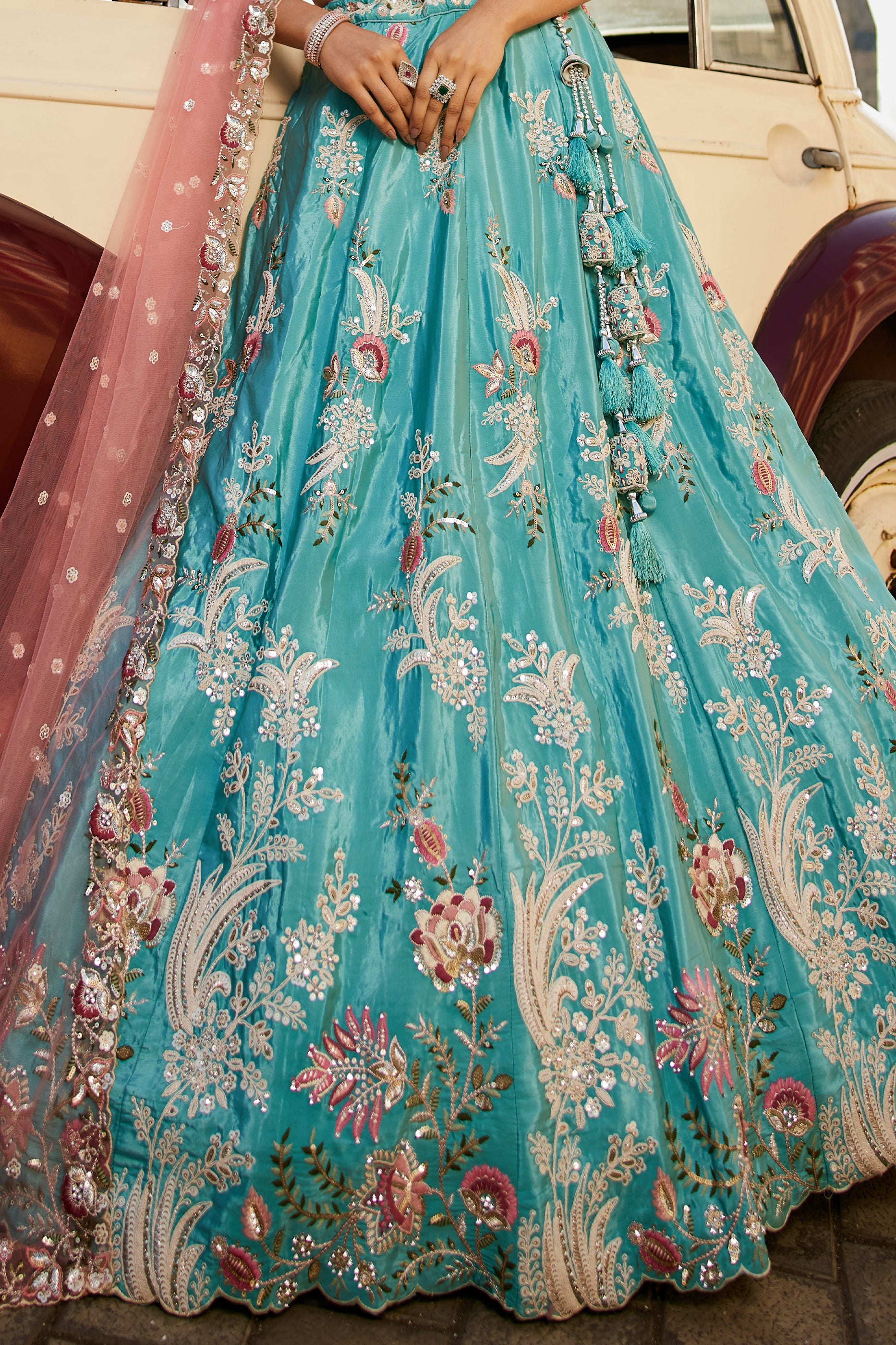Blue Readymade Embroidered Satin Silk Lehenga-SAR12843_8_SareeButa.com