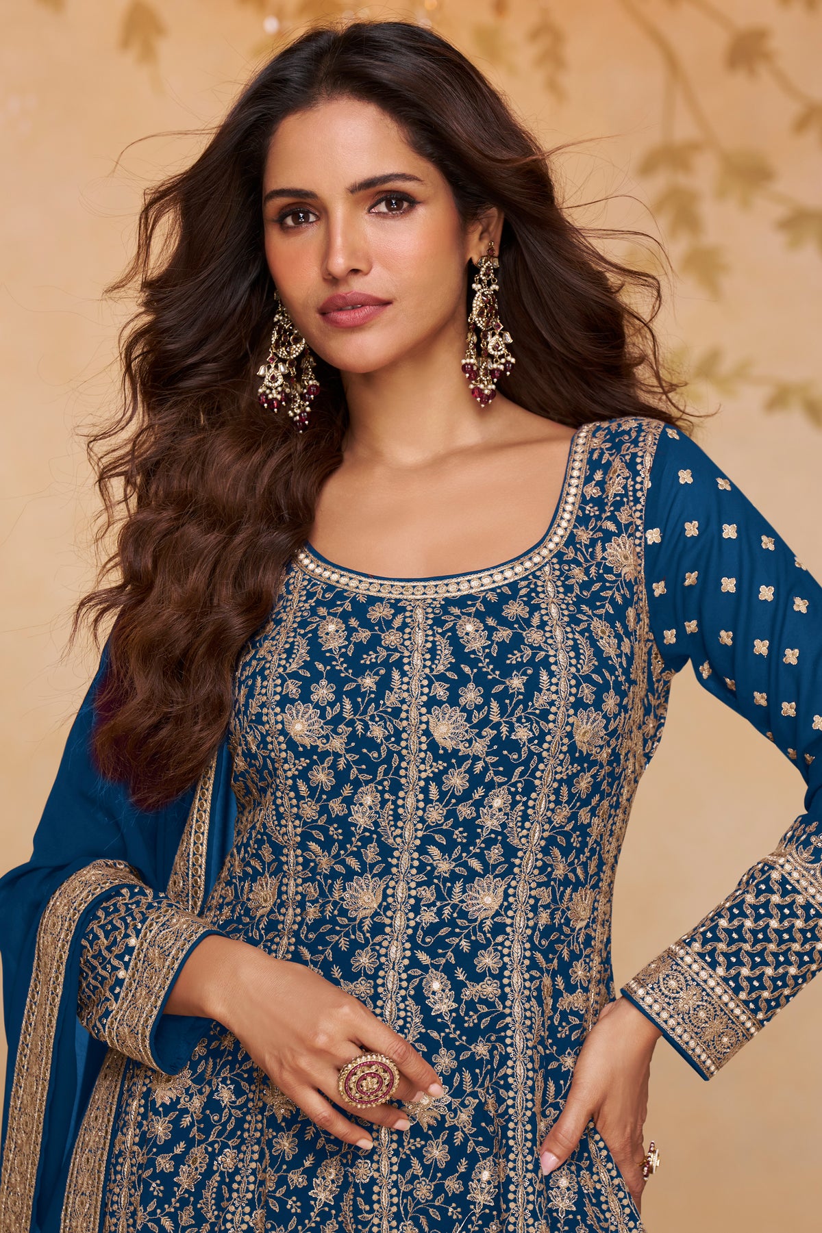 Blue Readymade Georgette Gown with Dupatta-SAR13329_2_SareeButa.com