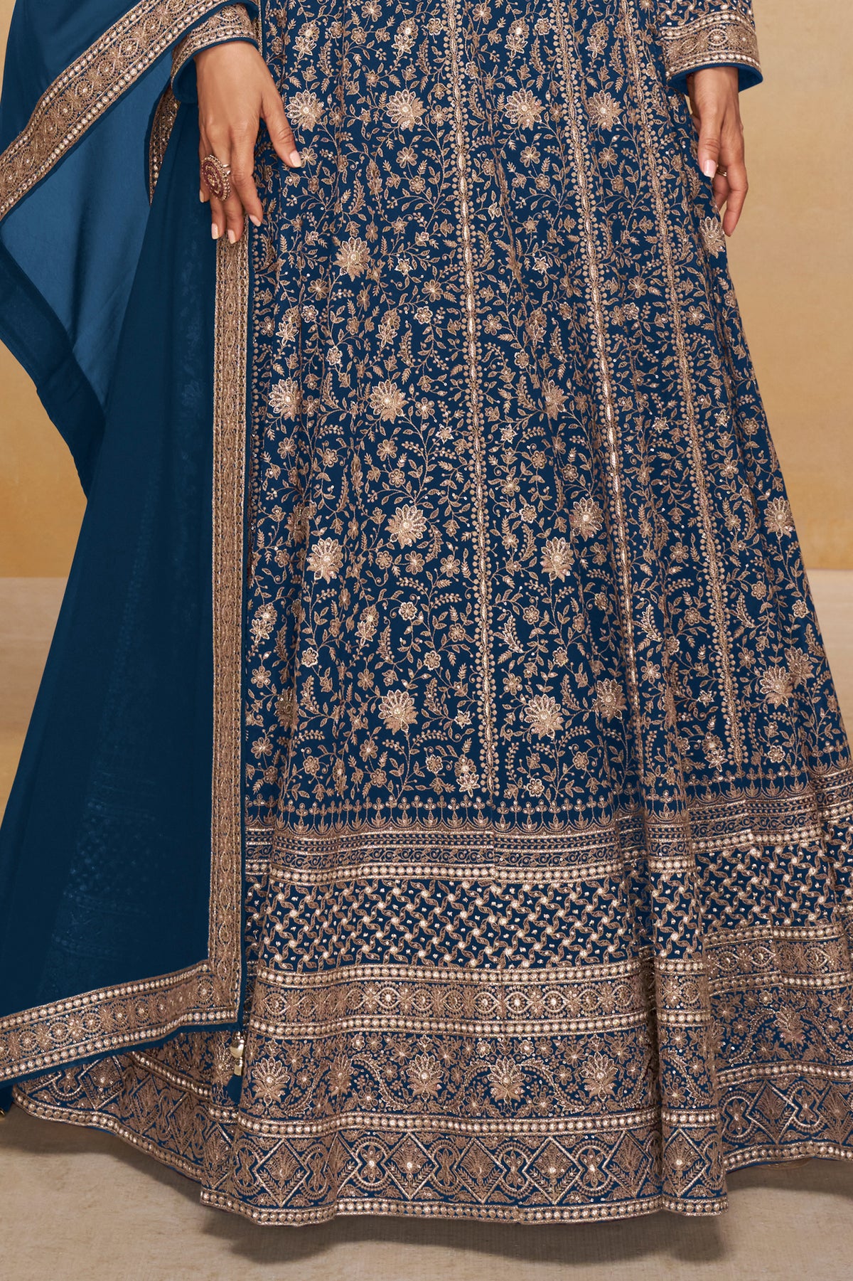 Blue Readymade Georgette Gown with Dupatta-SAR13329_4_SareeButa.com