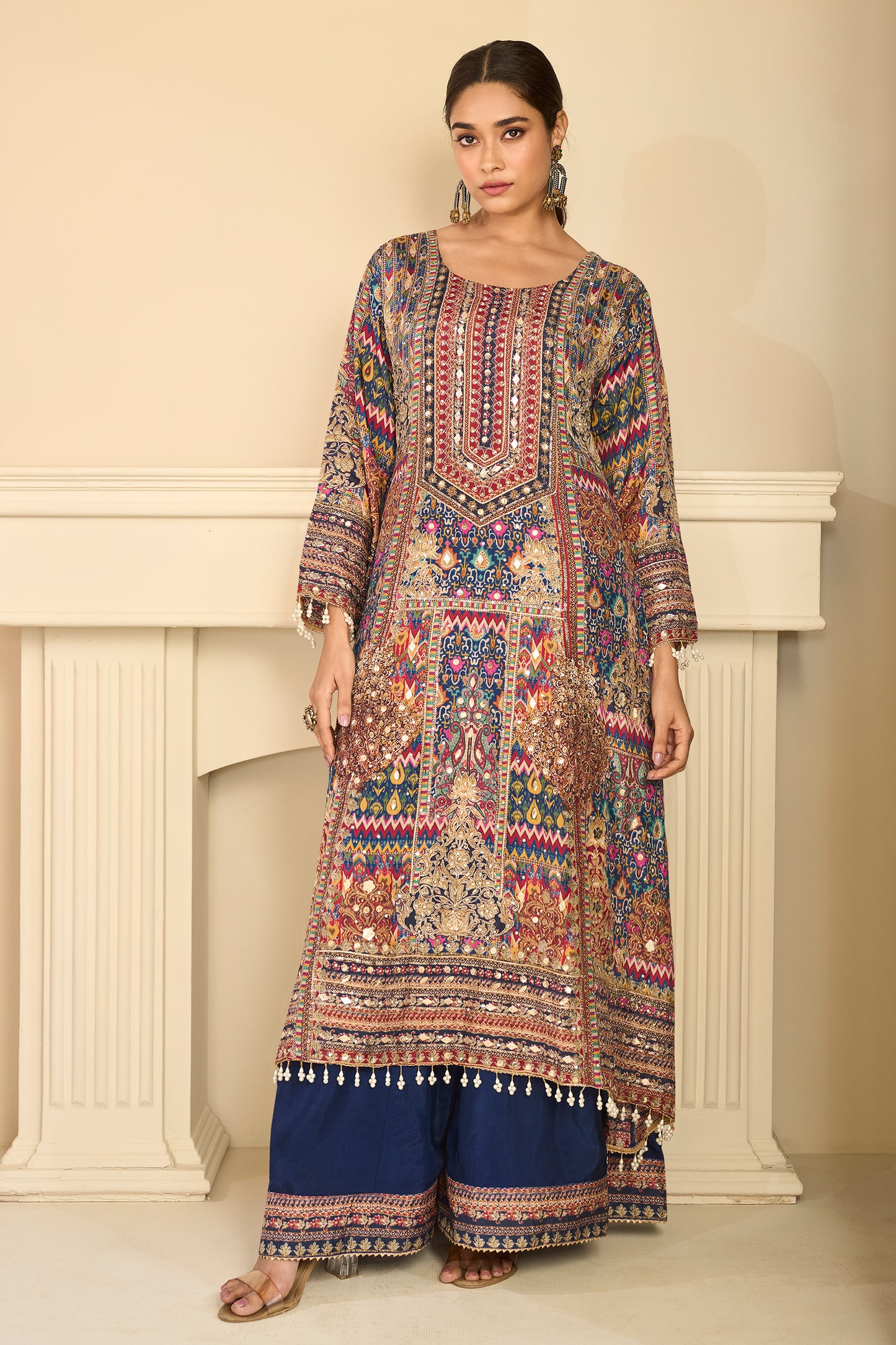 Blue Readymade Satin Crepe Palazzo Suit-SAR13083_1_SareeButa.com