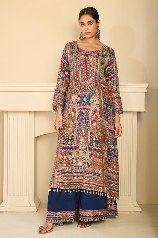 Blue Readymade Satin Crepe Palazzo Suit-SAR13083_1_SareeButa.com