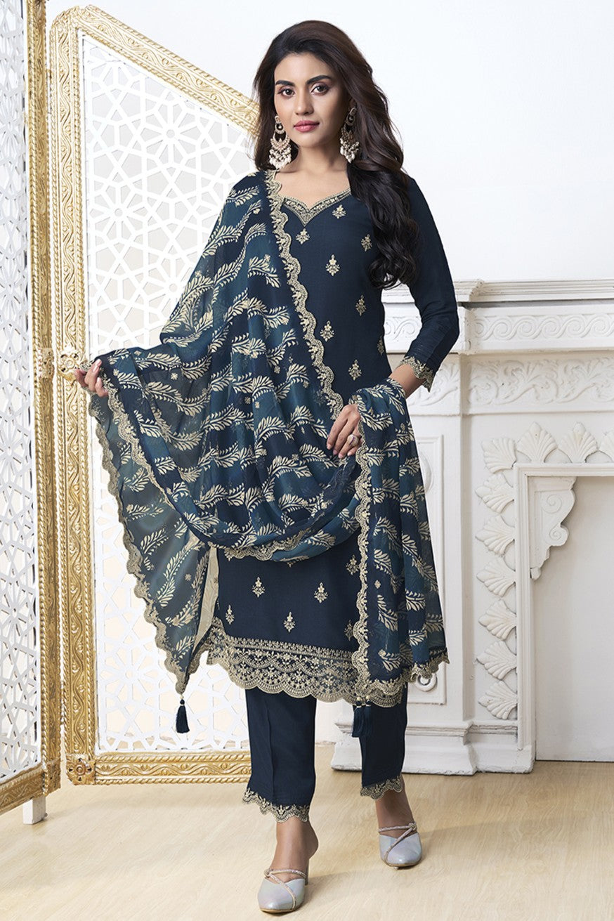Blue Readymade Silk Suit-SS308_1_SareeButa.com