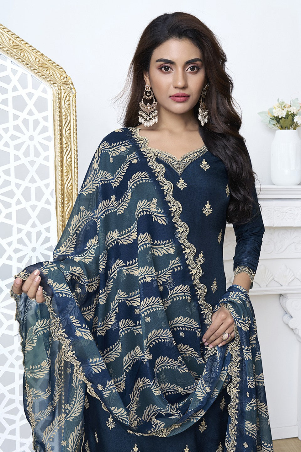 Blue Readymade Silk Suit-SS308_2_SareeButa.com
