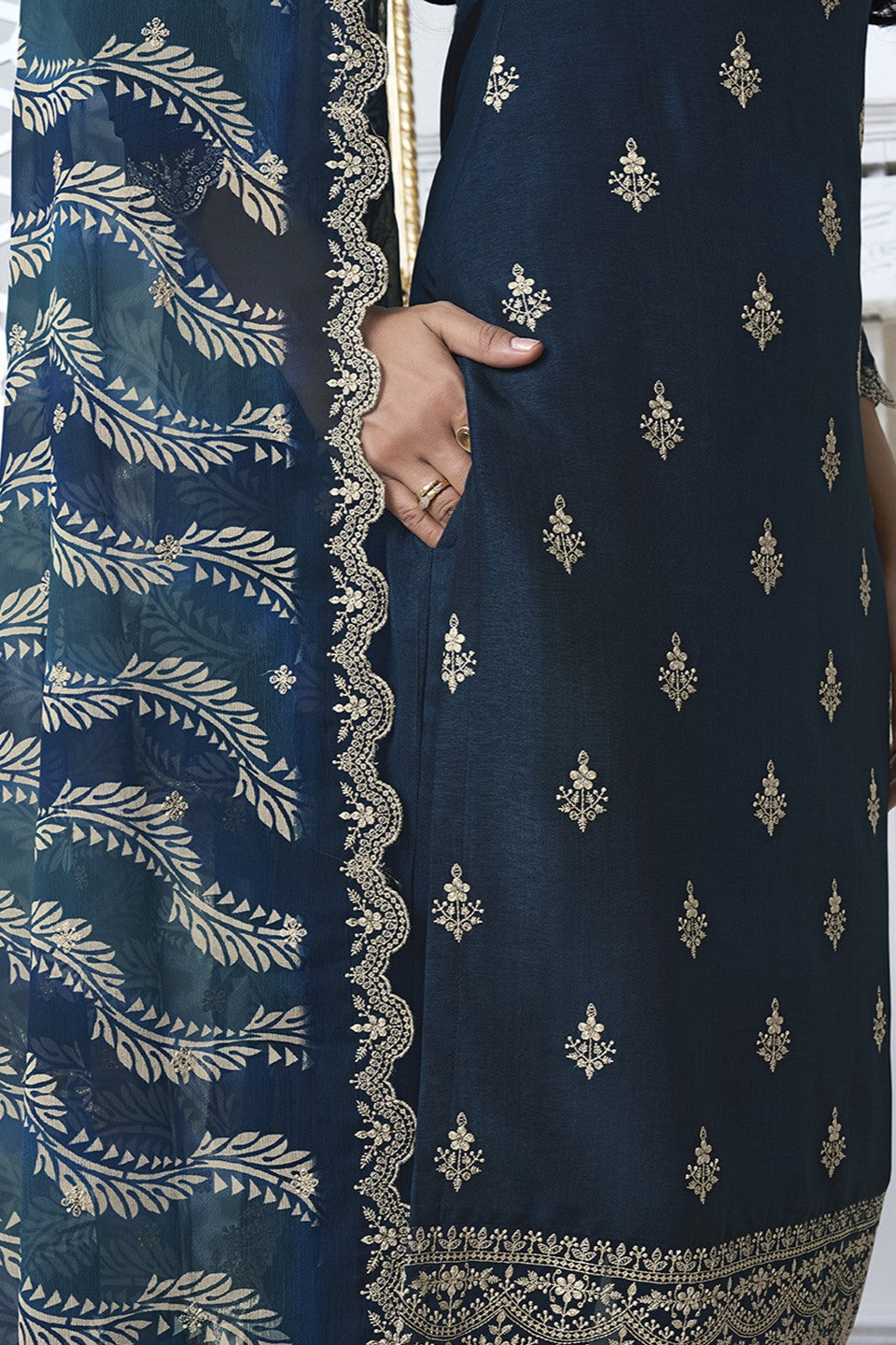 Blue Readymade Silk Suit-SS308_4_SareeButa.com