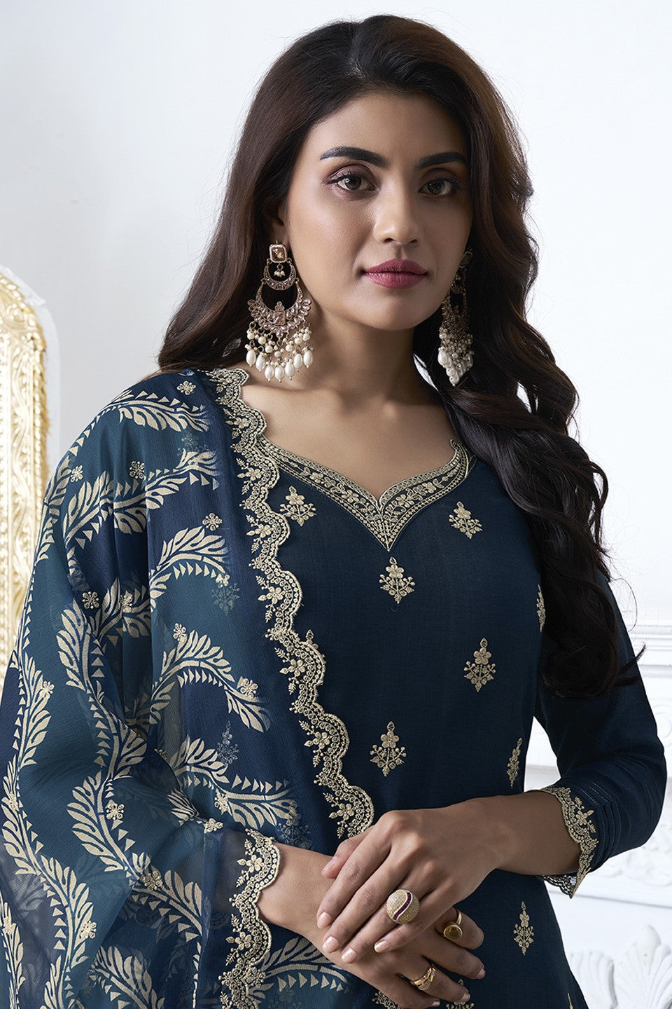 Blue Readymade Silk Suit-SS308_6_SareeButa.com