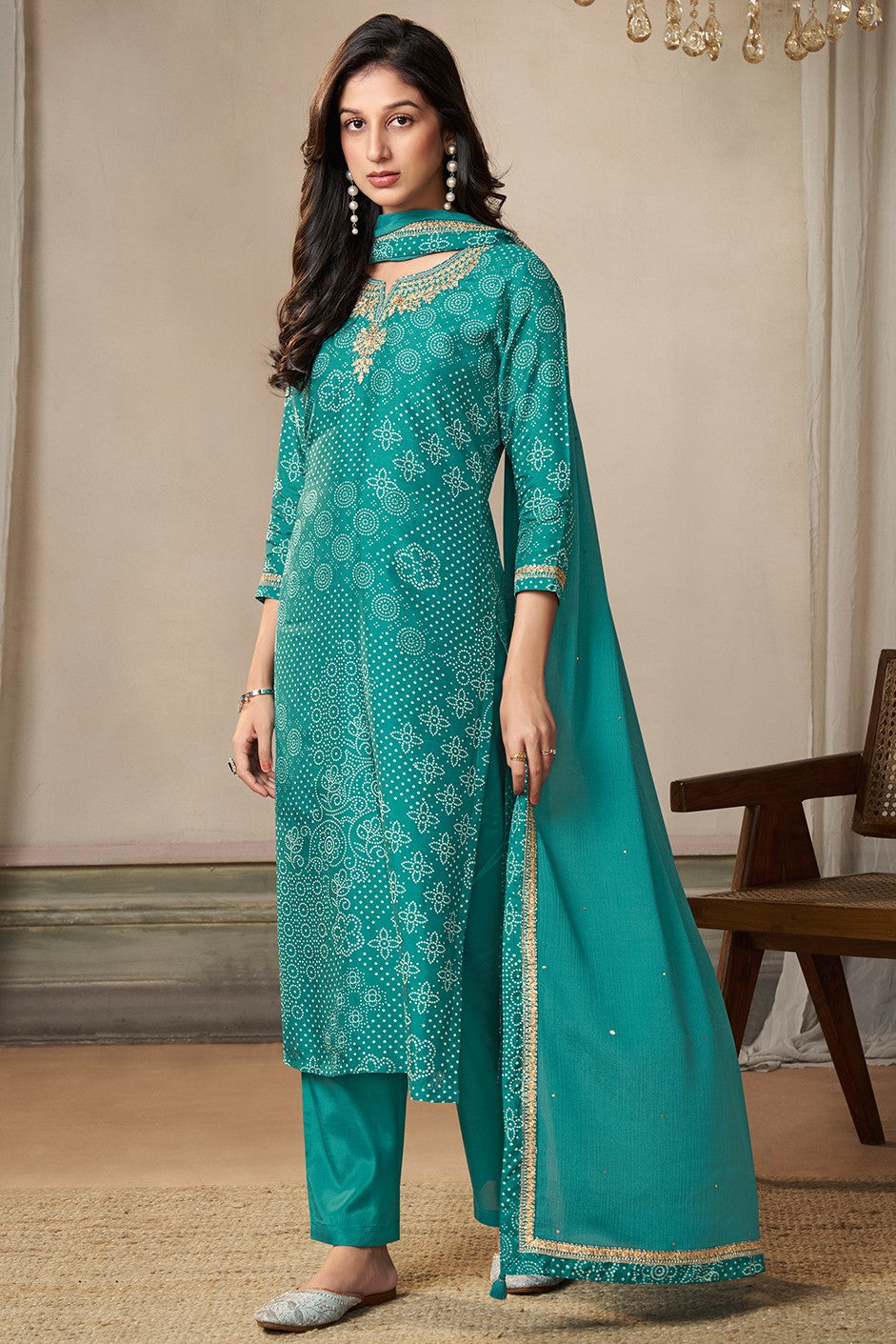 Blue Readymade Silk Suit-SS314_5_SareeButa.com