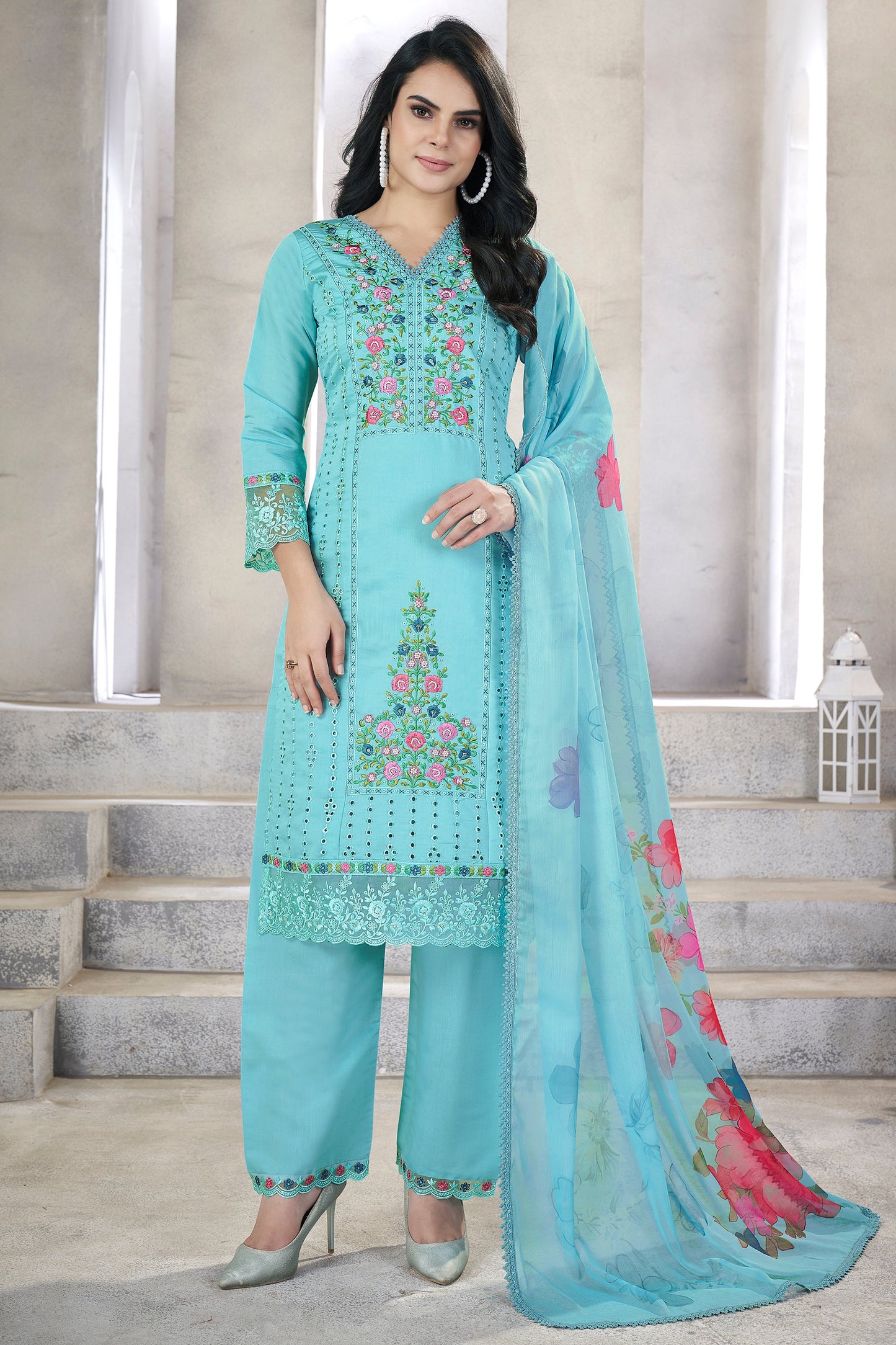 Blue Readymade Viscose Silk Suit-SS340_1_SareeButa.com