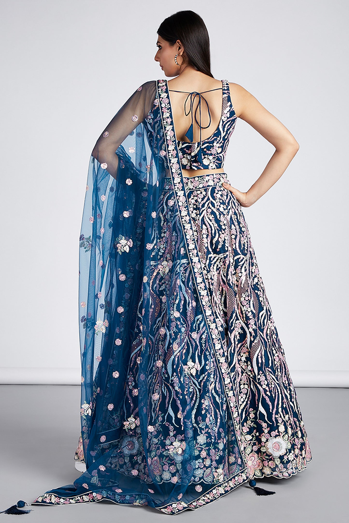 Blue Semi-Stitched Embroidered Net Lehenga-SAR12834_4_SareeButa.com
