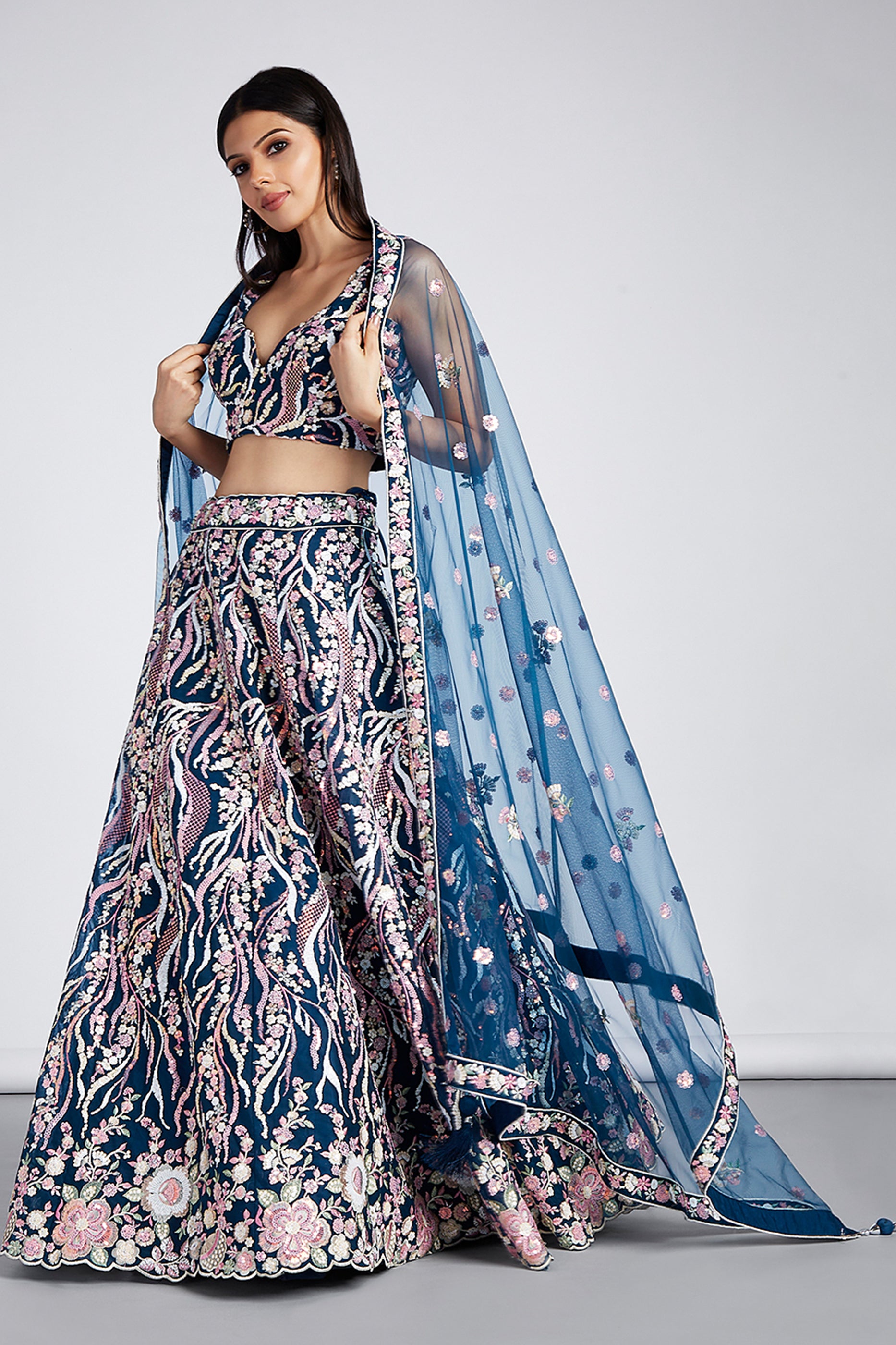 Blue Semi-Stitched Embroidered Net Lehenga-SAR12834_6_SareeButa.com