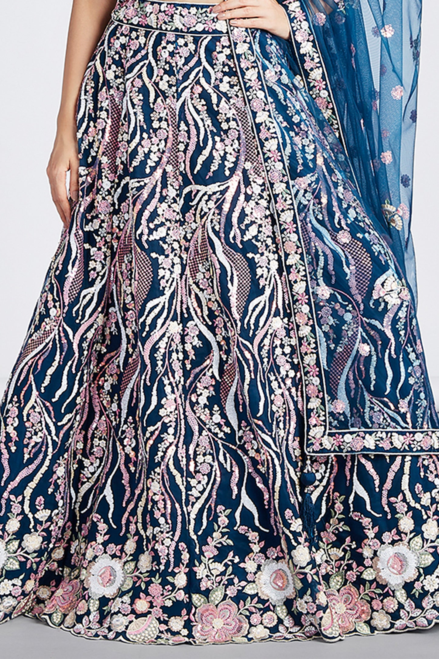 Blue Semi-Stitched Embroidered Net Lehenga-SAR12834_8_SareeButa.com