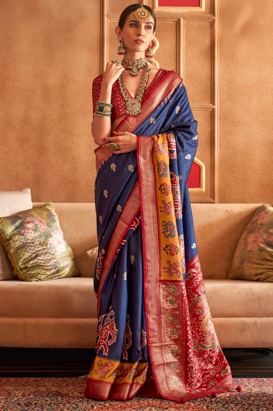 Blue Silk Patola Saree-ZB132077_1