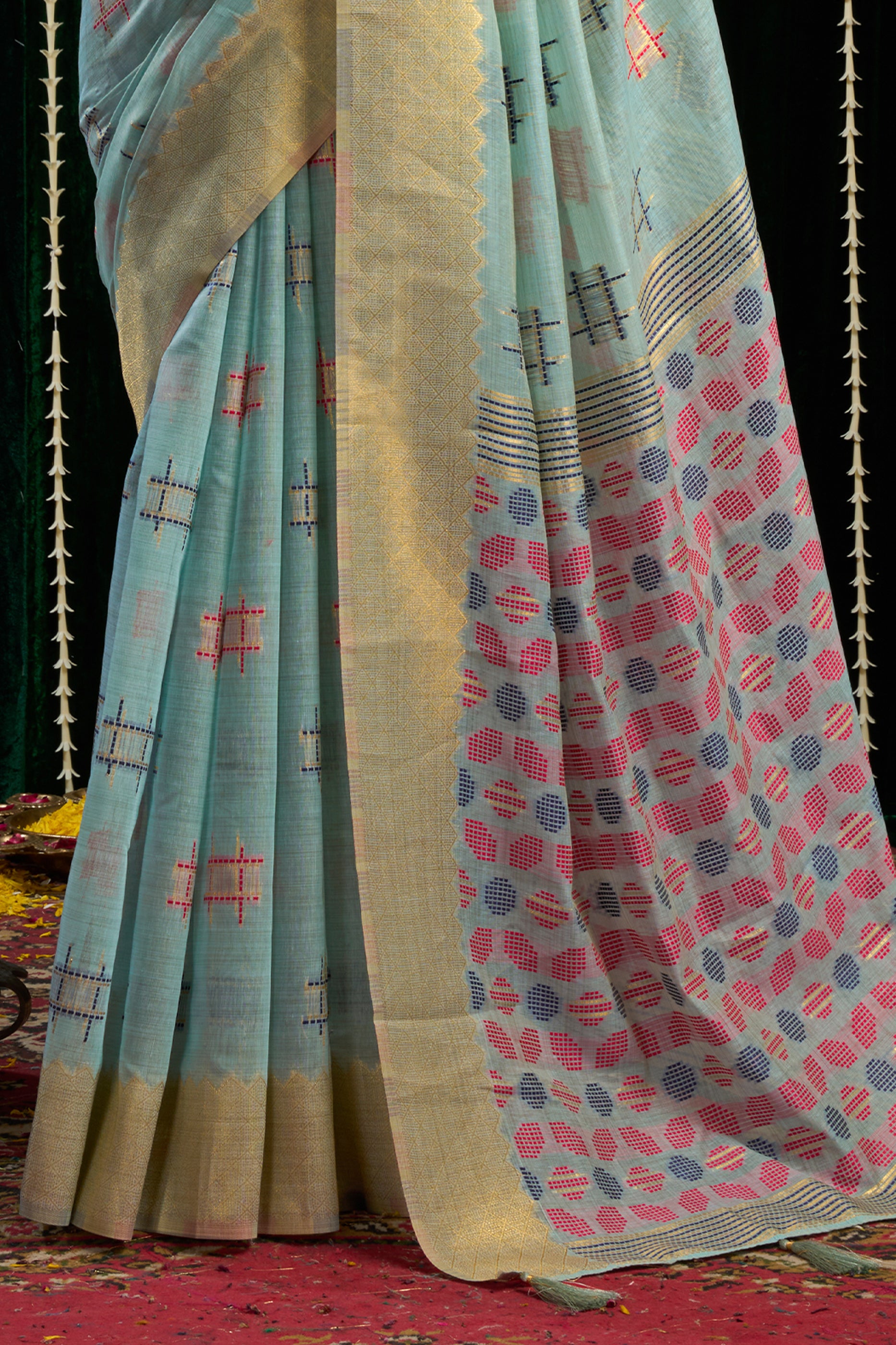 Blue Soft Spun cotton Saree-SAR12627_4_SareeButa.com