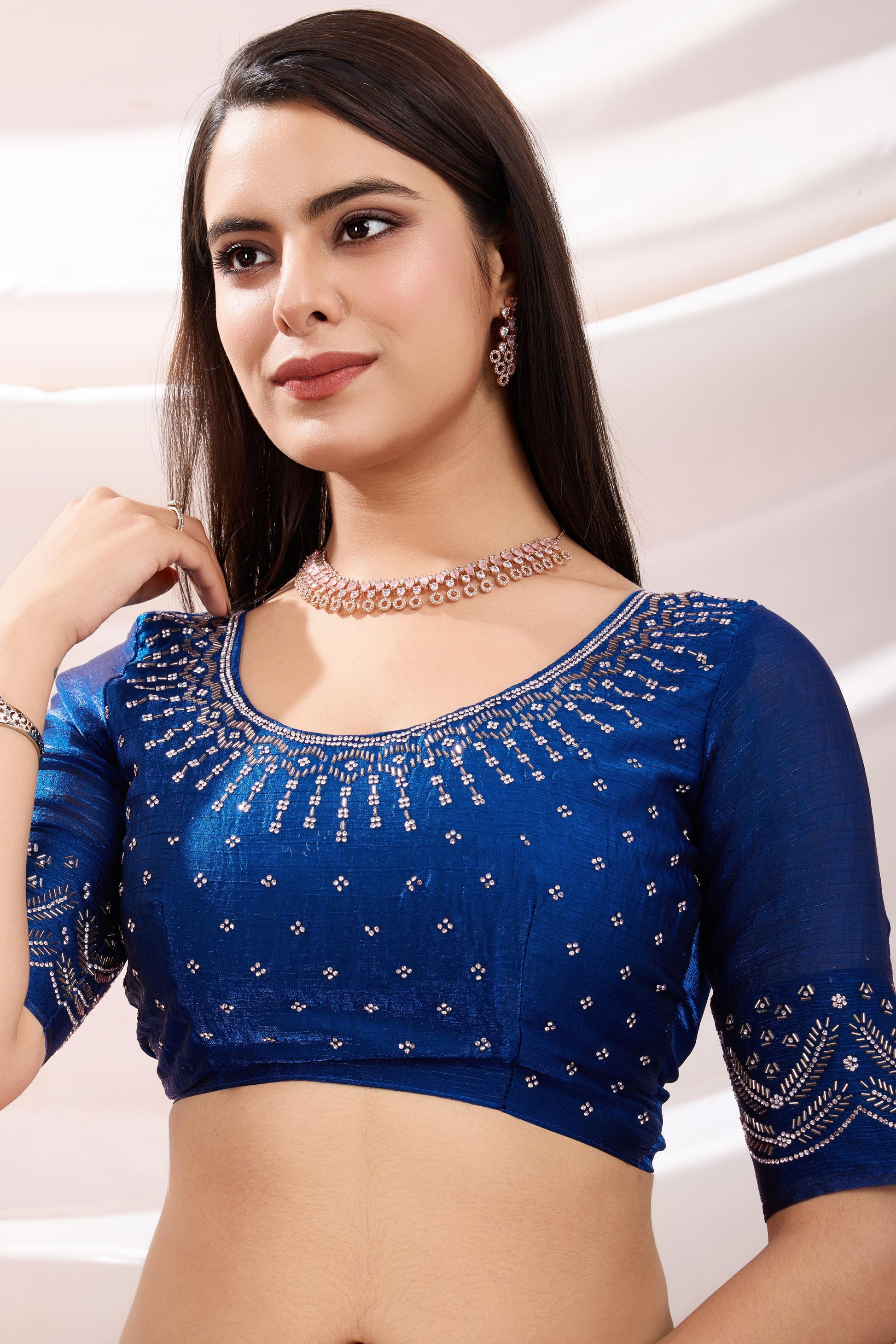 Blue Stone Work Chiffon Saree-ZB134200_4_SareeButa.com