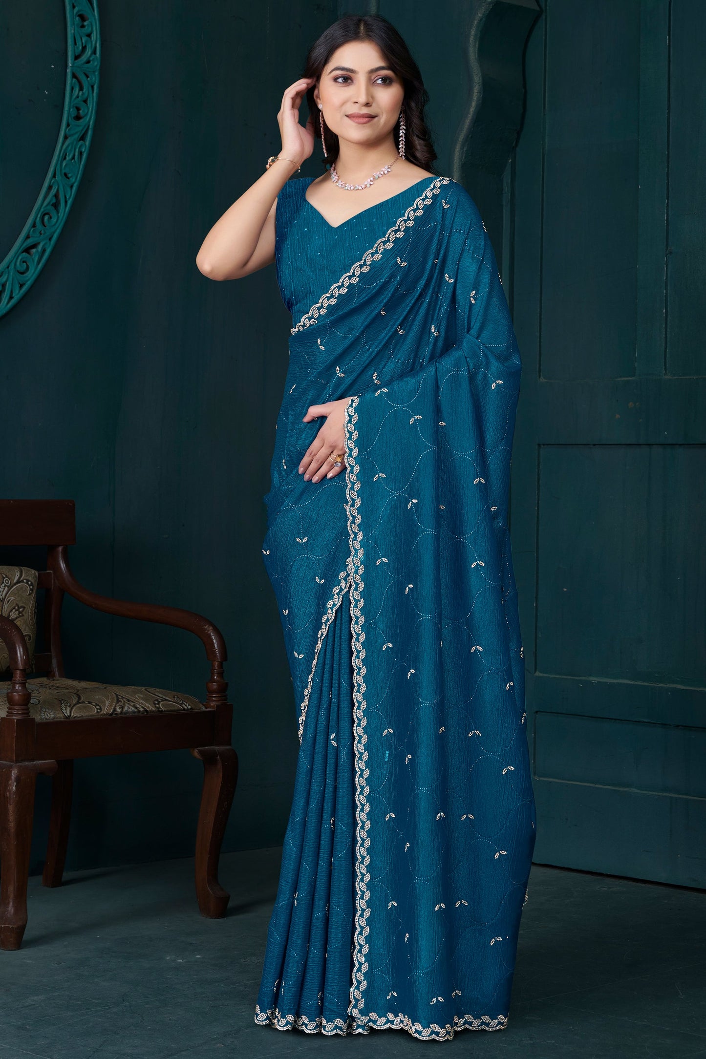 Blue Stone Work Crepe Saree-SAR10747_1_SareeButa.com