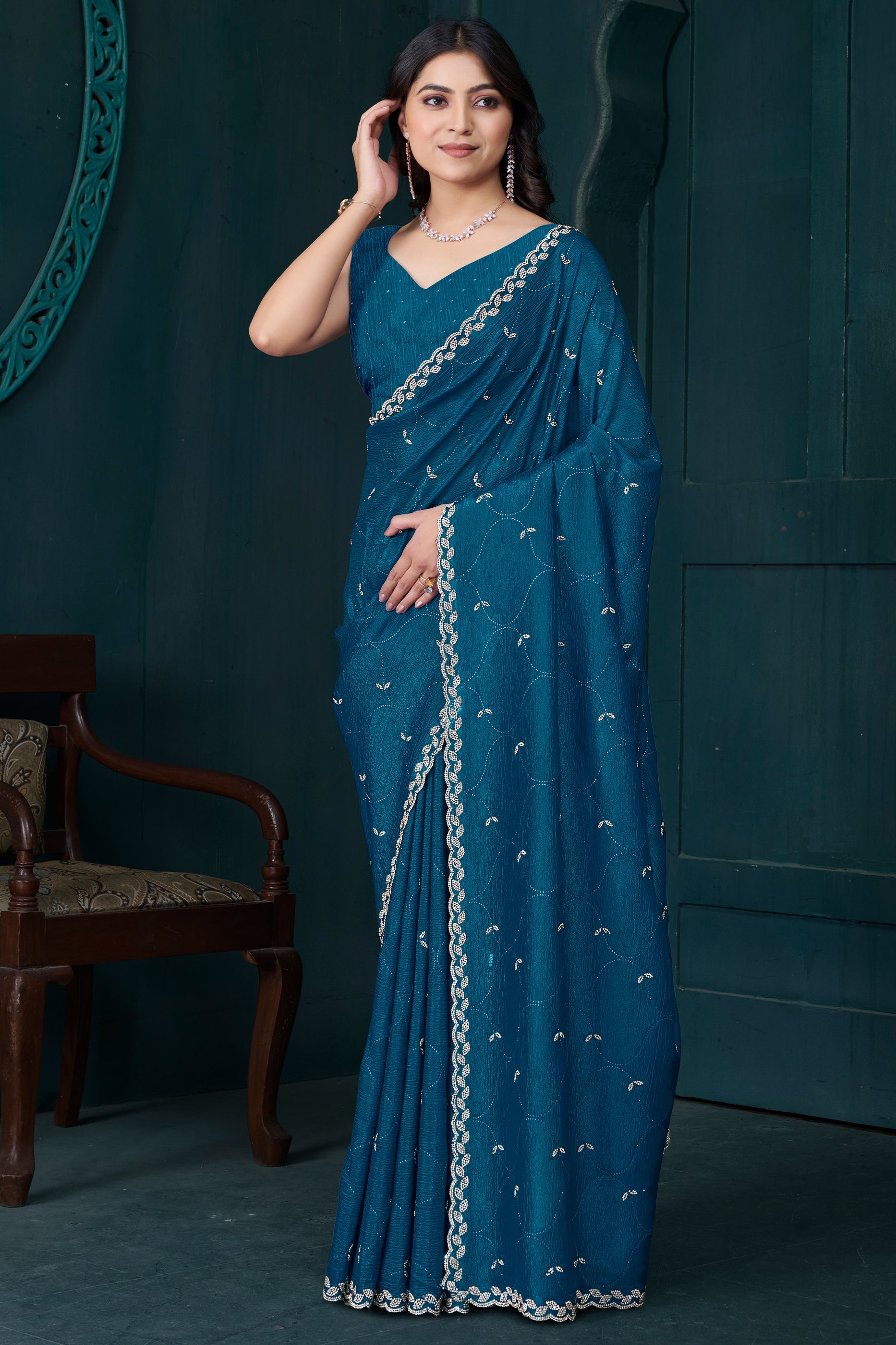 Blue Stone Work Crepe Saree-SAR10747_1_SareeButa.com