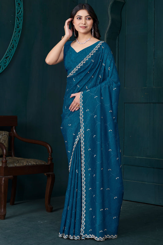 Blue Stone Work Crepe Saree-SAR10747_1_SareeButa.com