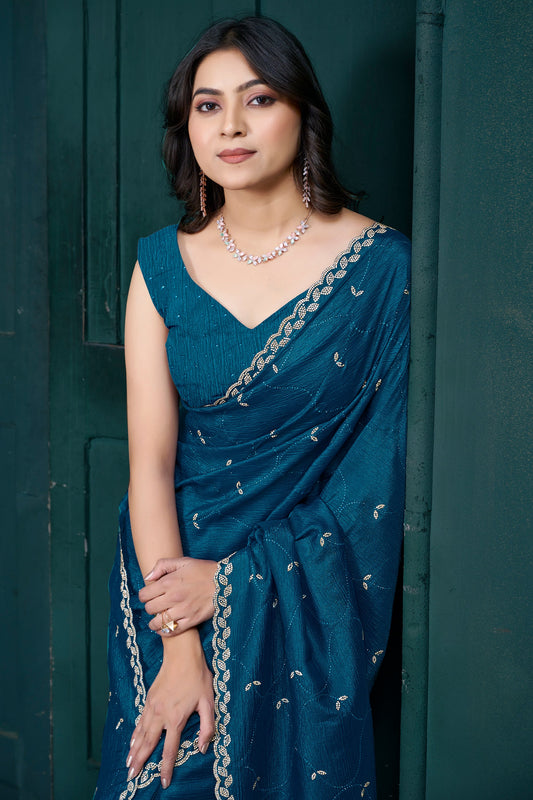 Blue Stone Work Crepe Saree-SAR10747_2_SareeButa.com