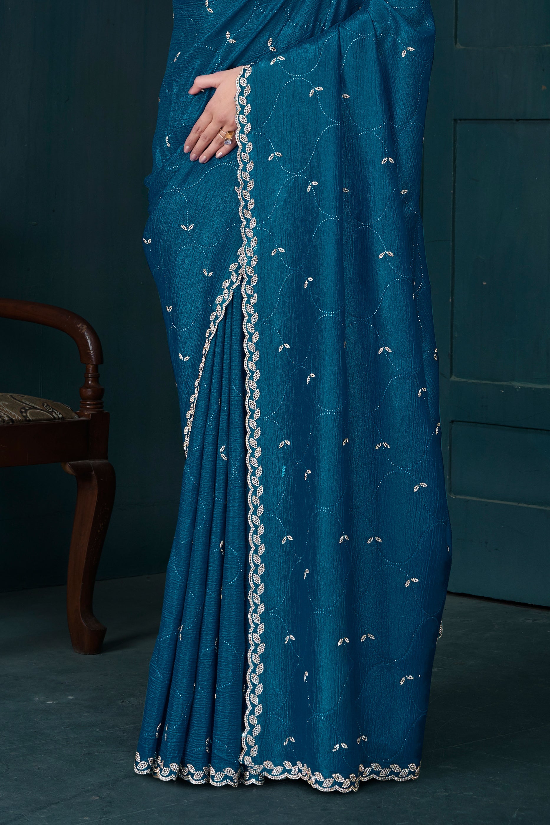 Blue Stone Work Crepe Saree-SAR10747_5_SareeButa.com