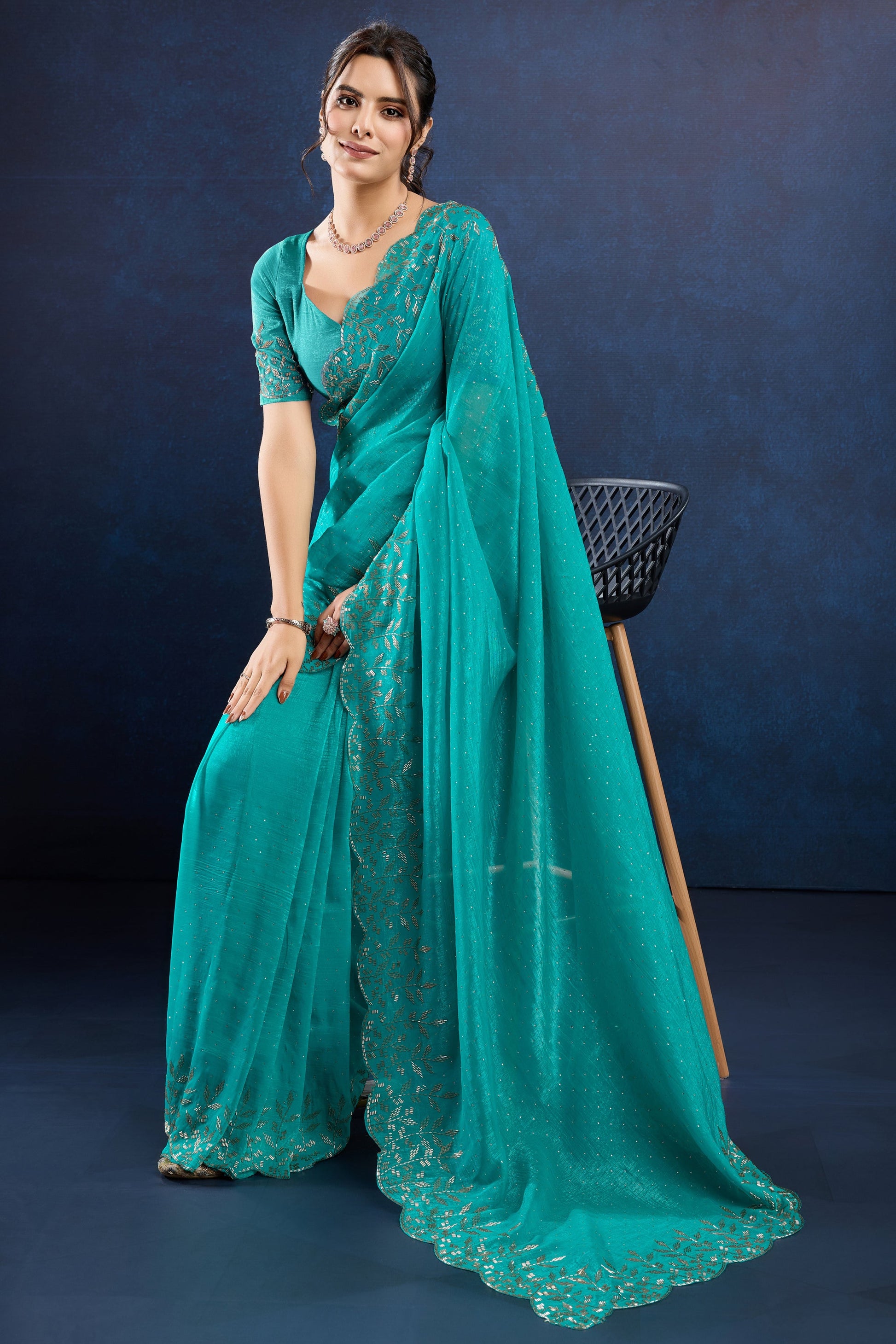 Blue Stone Work Crystal Silk Saree-ZB133895_3_SareeButa.com