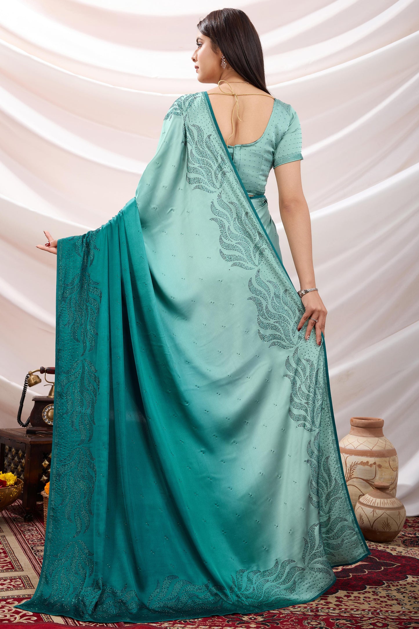 Blue Stone Work Satin Crepe Saree-ZB134250_3_SareeButa.com