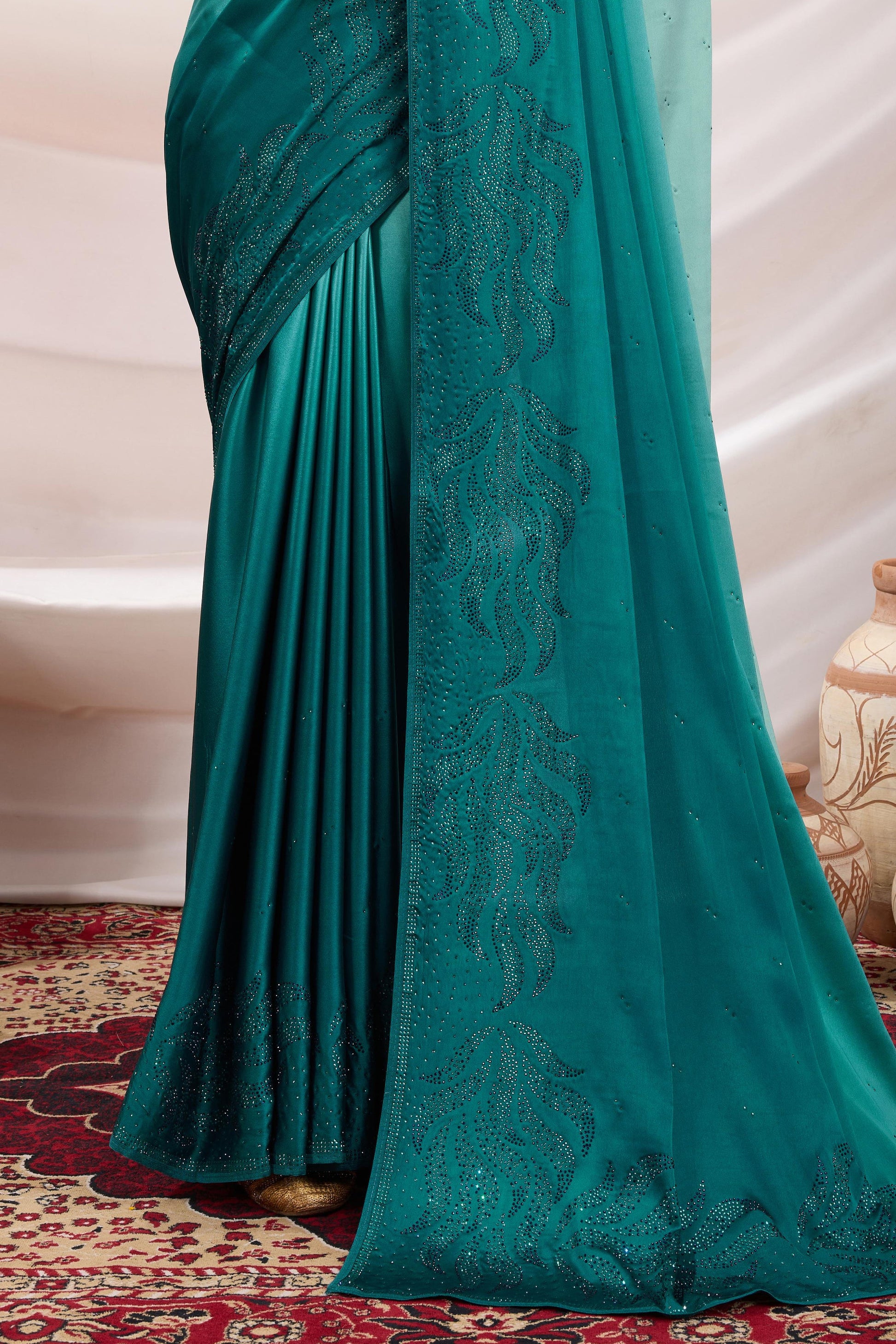 Blue Stone Work Satin Crepe Saree-ZB134250_4_SareeButa.com