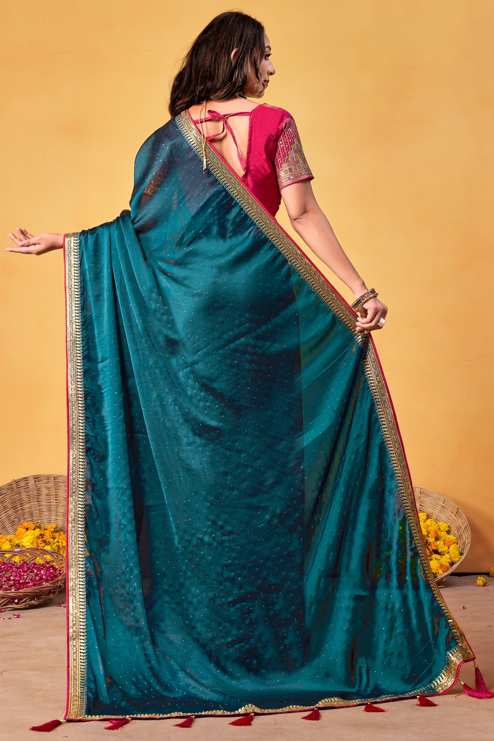 Blue Stone Work Silk Saree-ZB133998_3_SareeButa.com