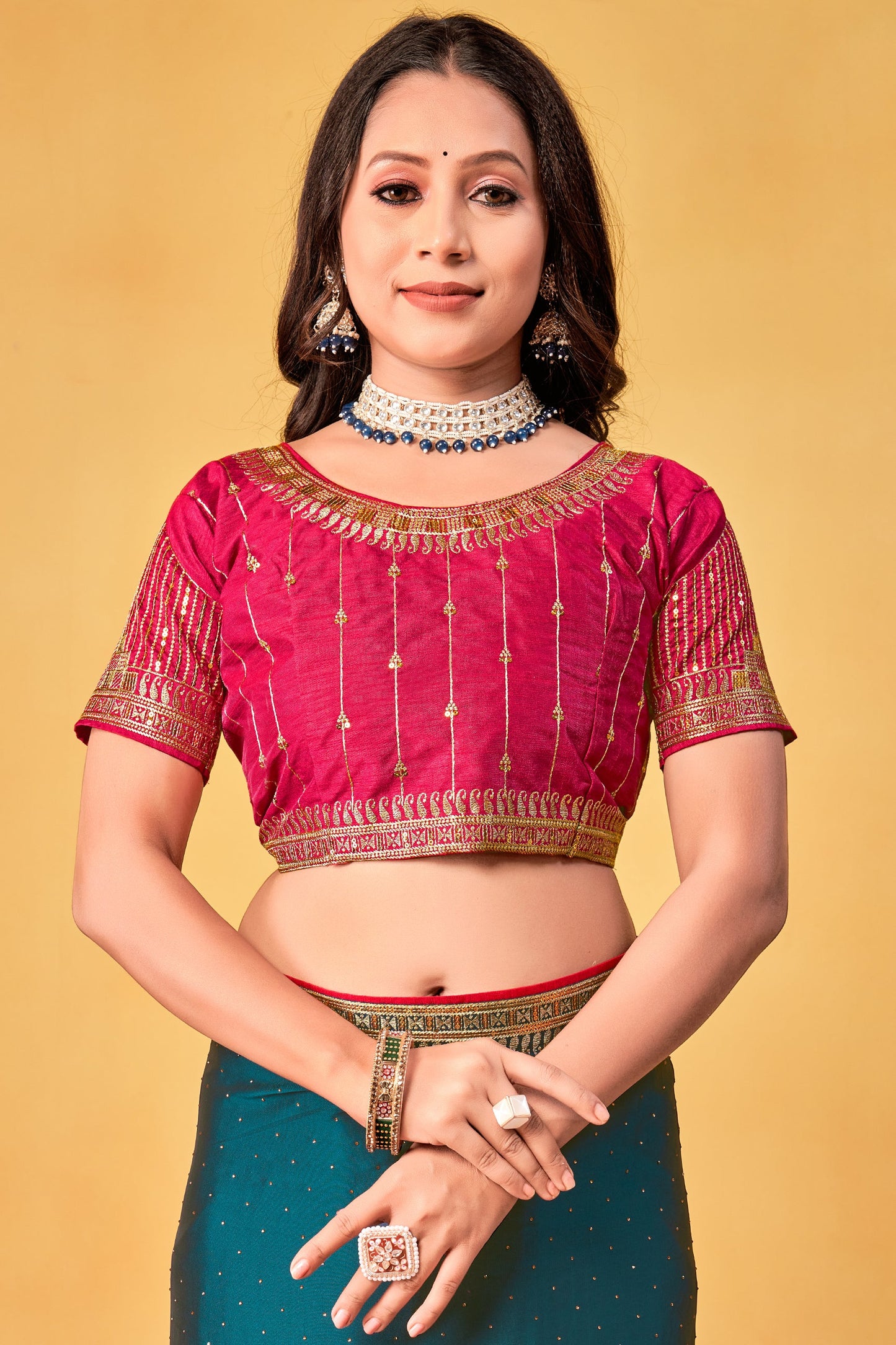 Blue Stone Work Silk Saree-ZB133998_4_SareeButa.com