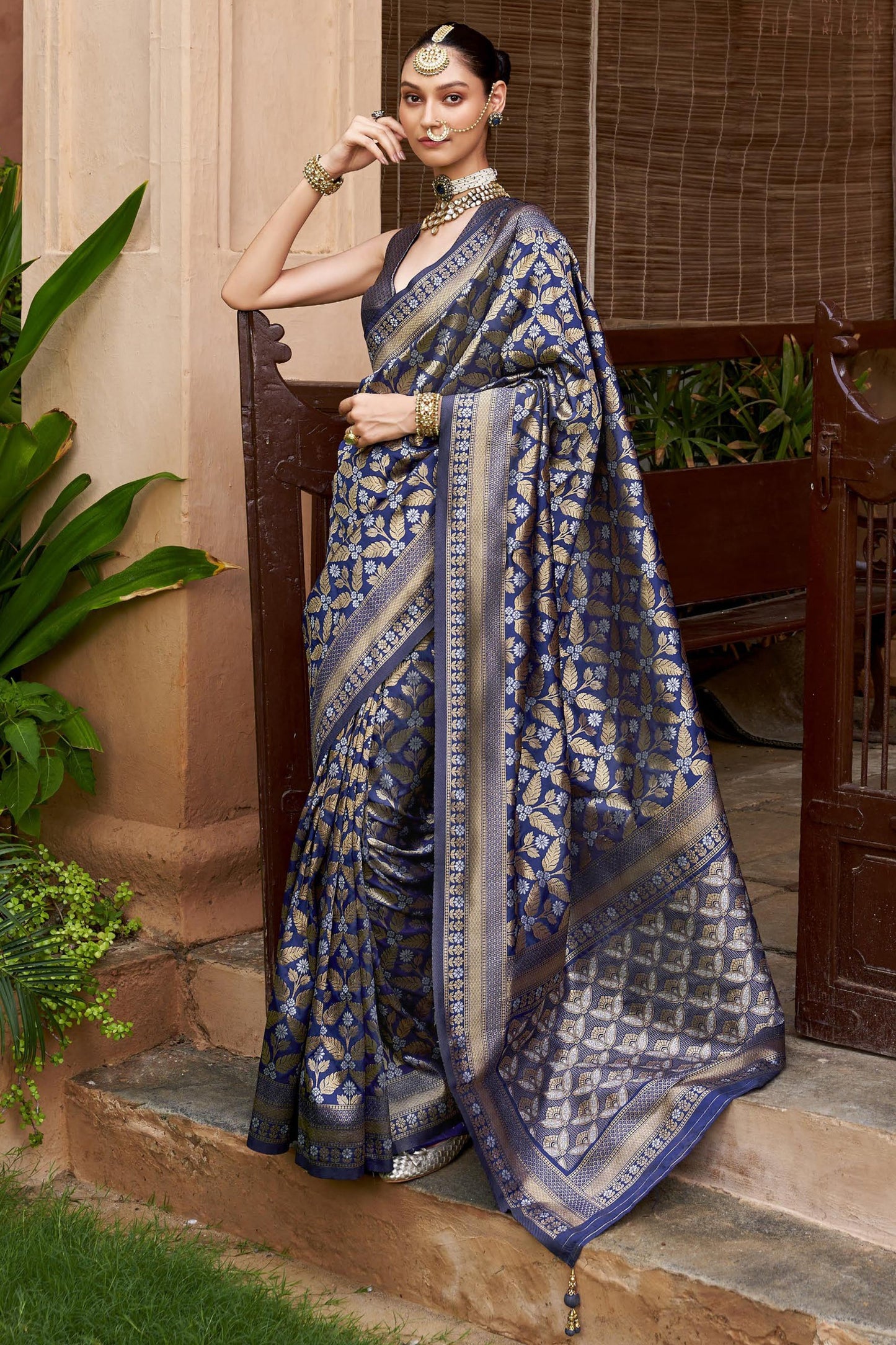 Blue Woven Banarasi Saree-ZB133390_1_SareeButa.com