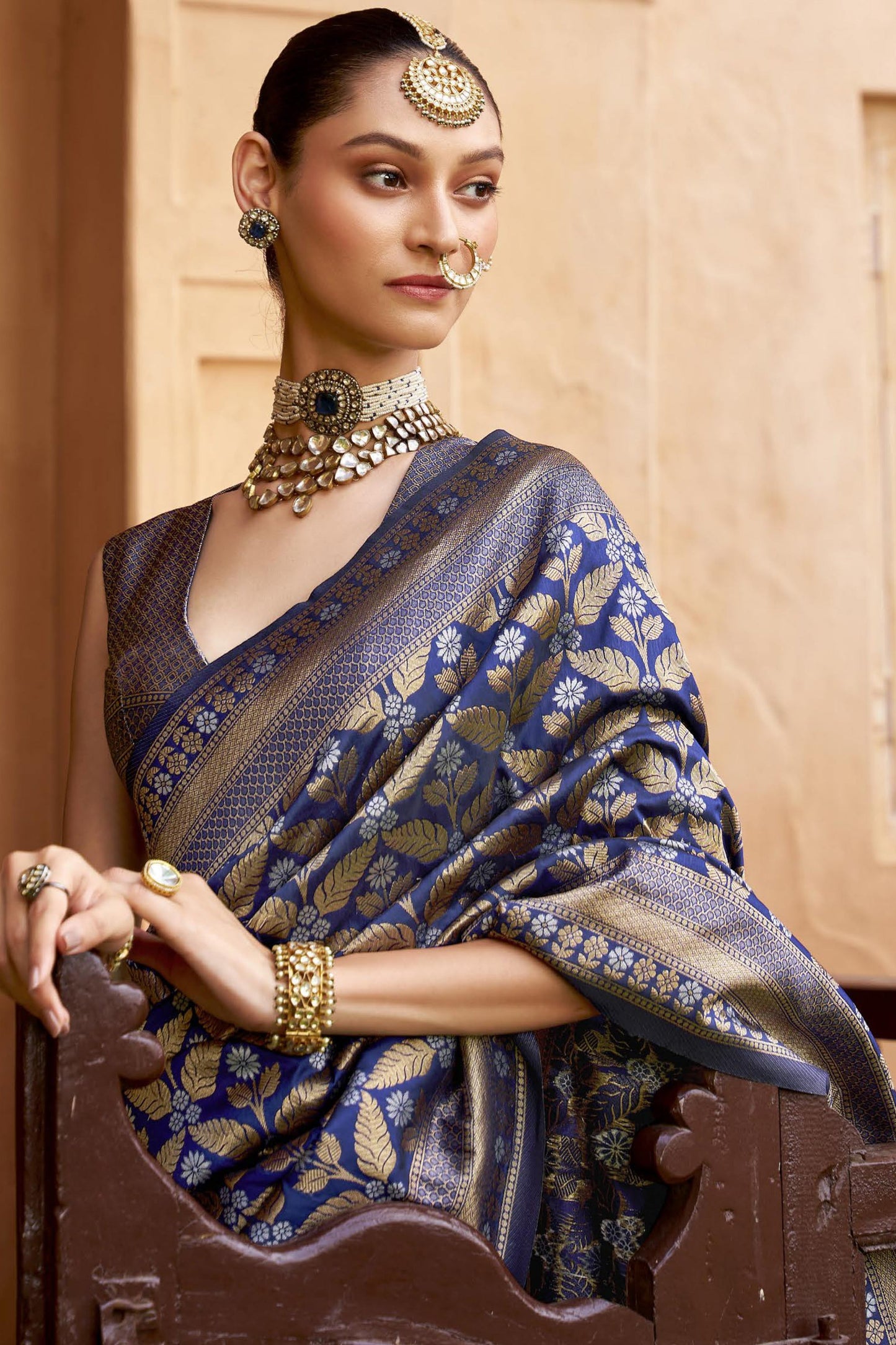 Blue Woven Banarasi Saree-ZB133390_3_SareeButa.com