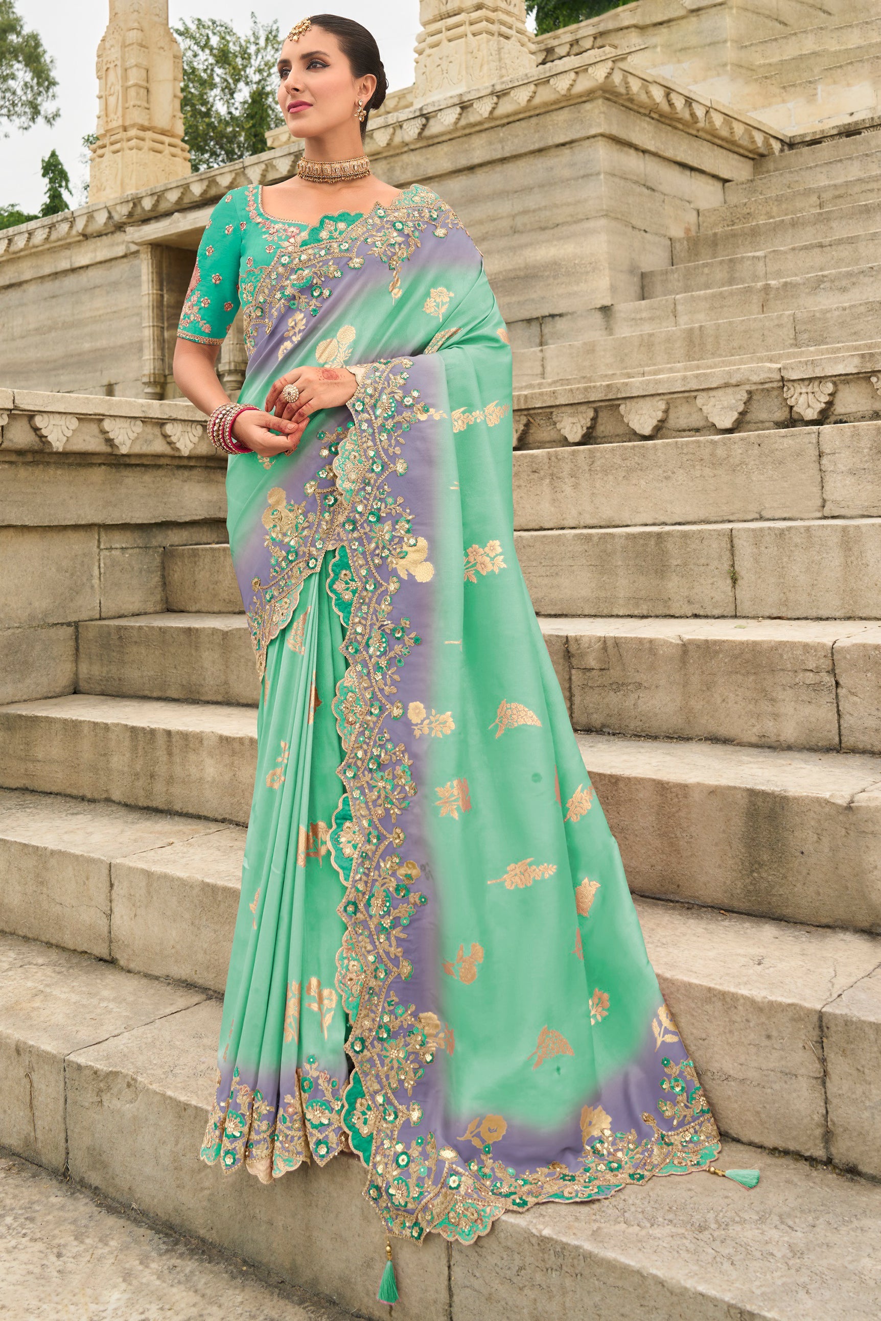 Blue Woven Banarasi Saree-ZB134493_1_SareeButa.com