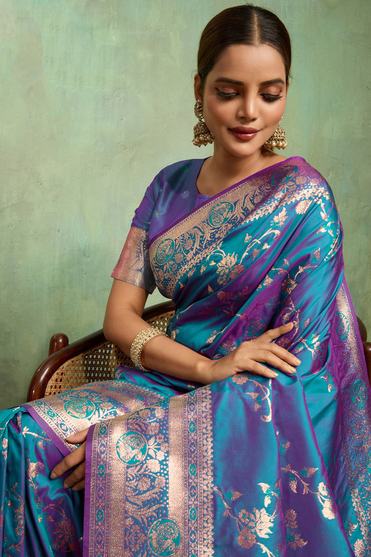 Blue Woven Banarasi Silk Saree-SAR11800_2_SareeButa.com