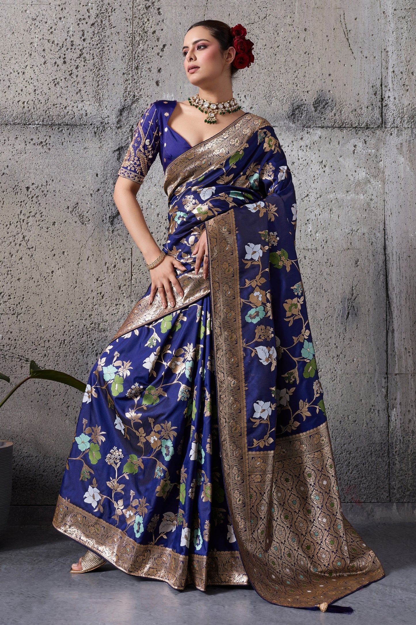 Blue Woven Banarasi Silk Saree-SAR12524_1_SareeButa.com