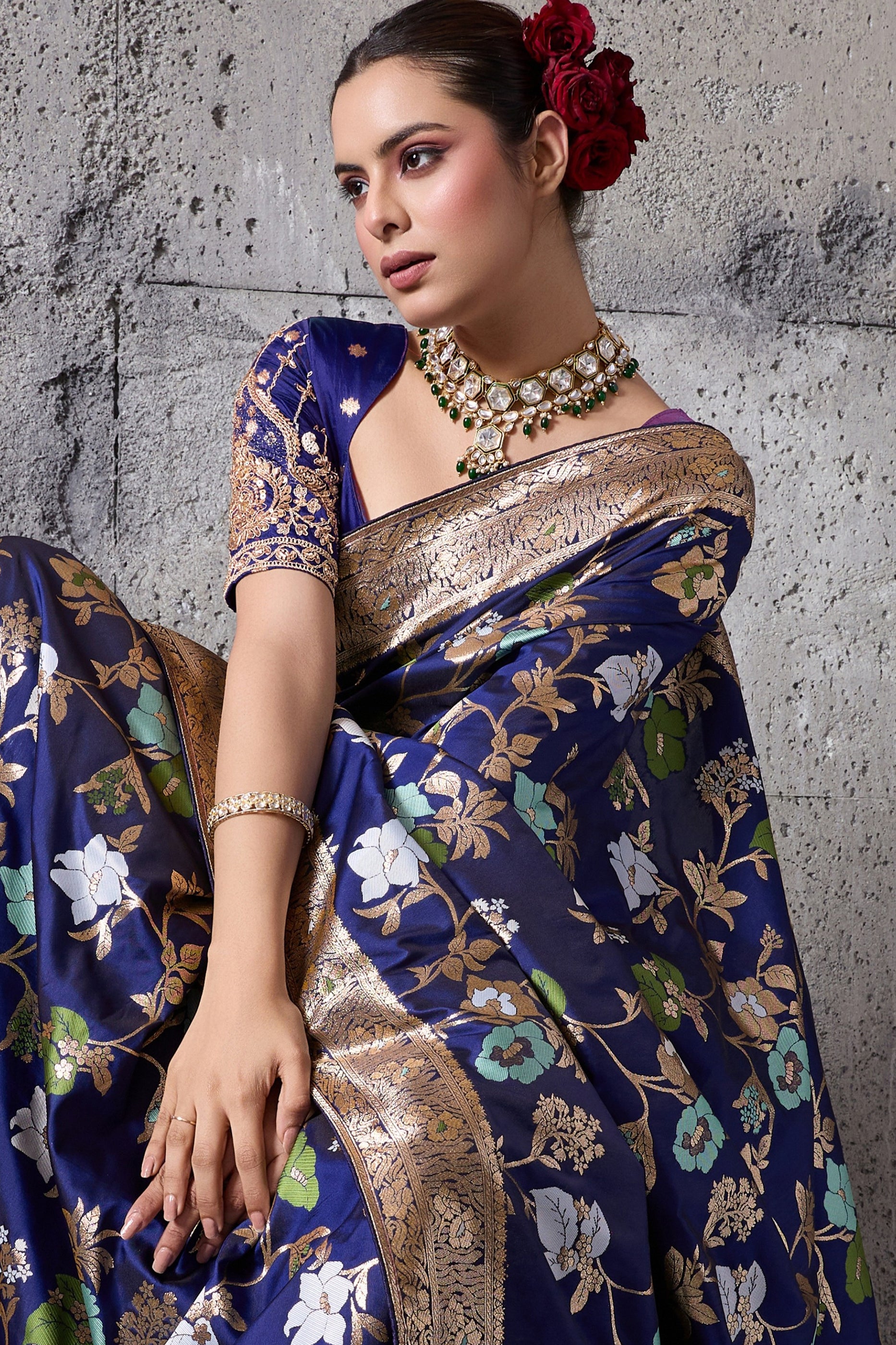 Blue Woven Banarasi Silk Saree-SAR12524_2_SareeButa.com