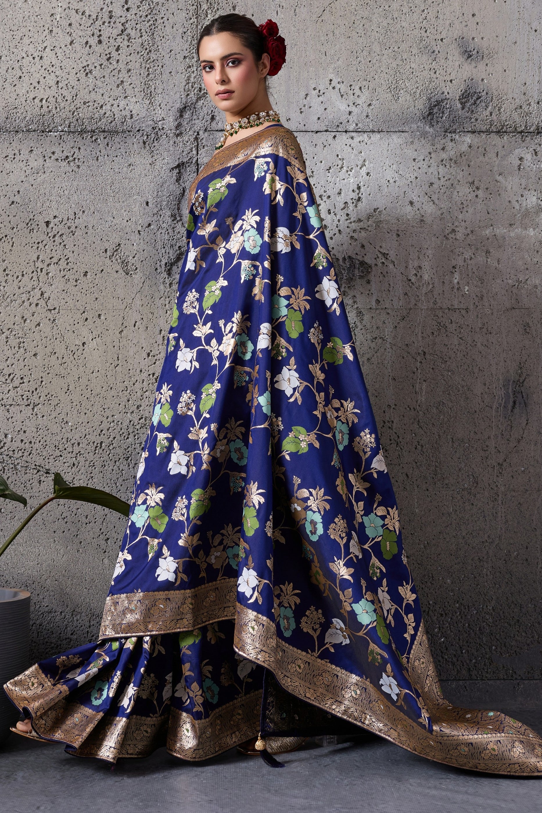 Blue Woven Banarasi Silk Saree-SAR12524_3_SareeButa.com