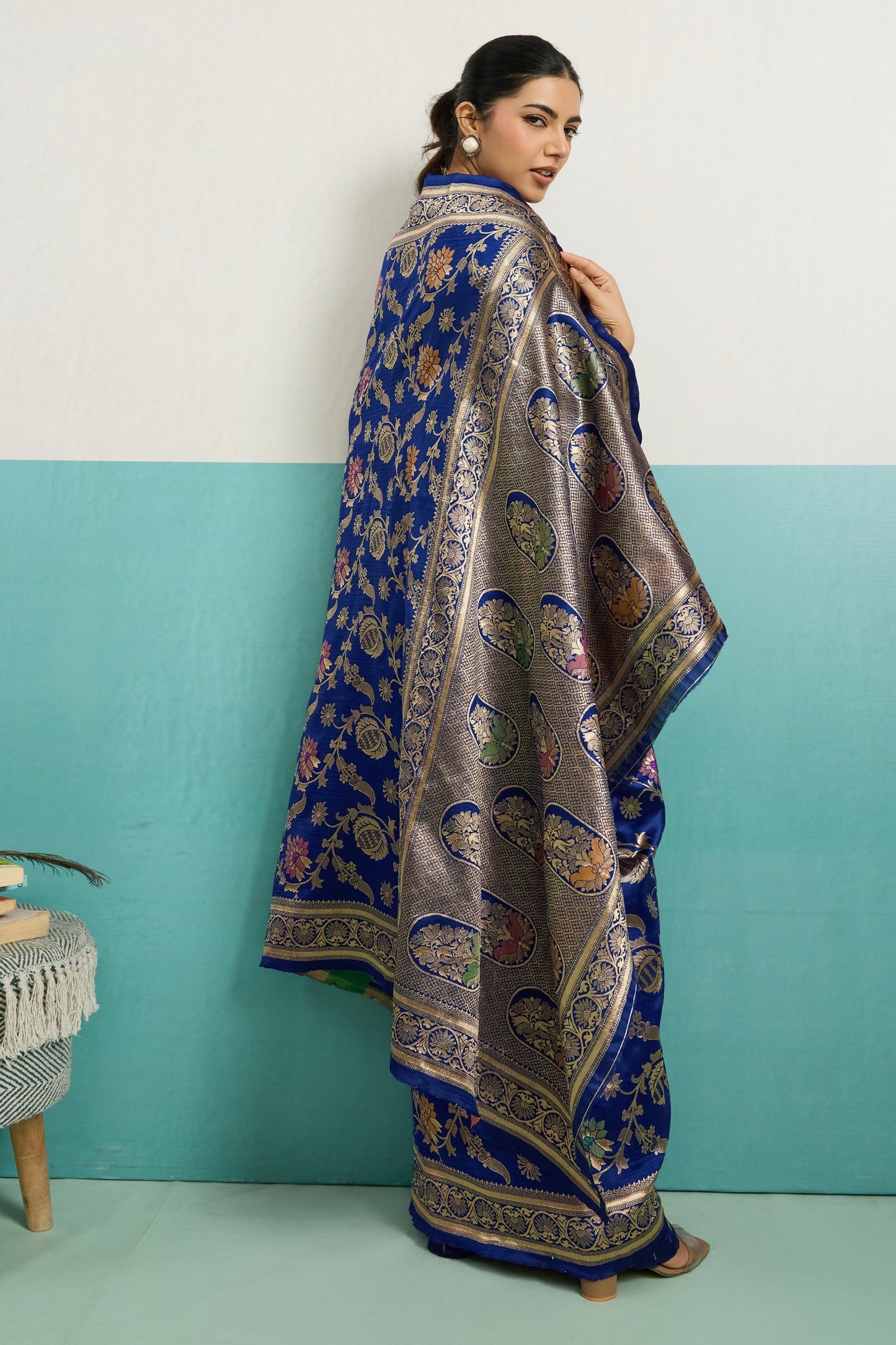 Blue Woven Banarasi Silk Saree-SAR12559_1_SareeButa.com