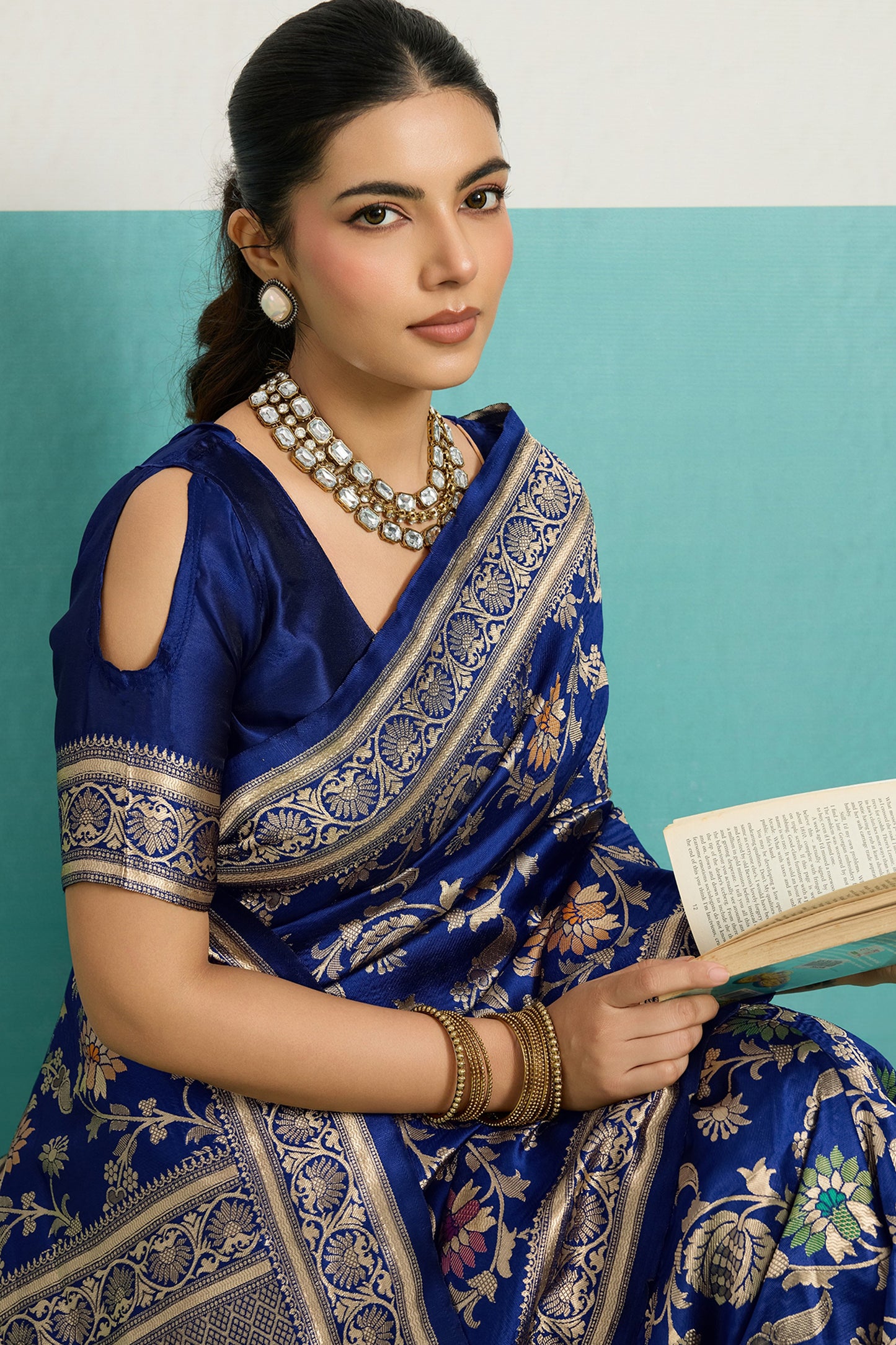 Blue Woven Banarasi Silk Saree-SAR12559_3_SareeButa.com