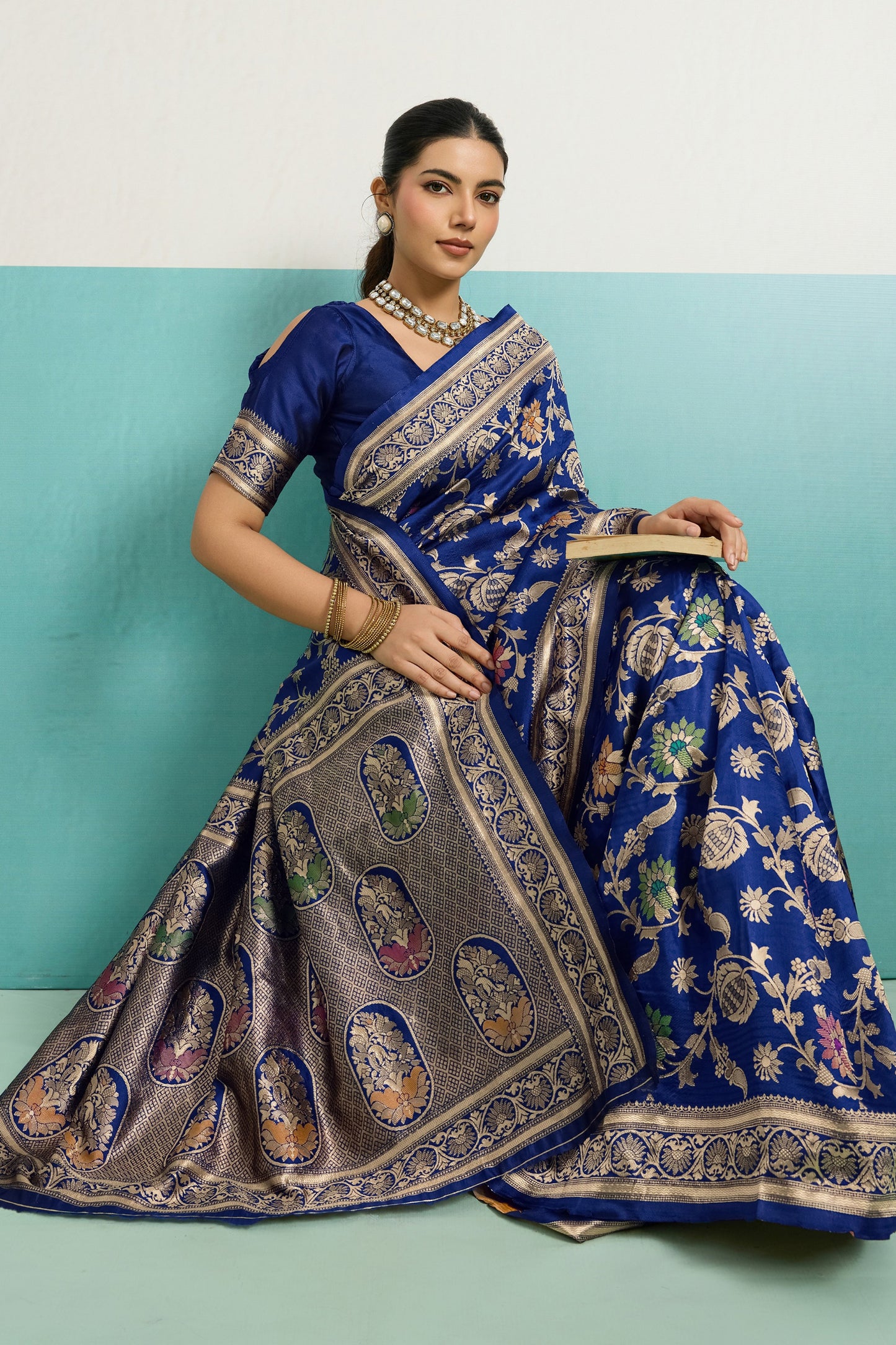 Blue Woven Banarasi Silk Saree-SAR12559_4_SareeButa.com