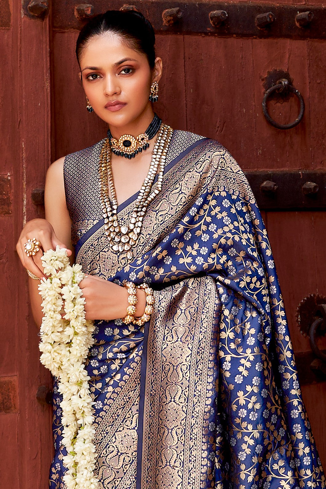 Blue Woven Banarasi Silk Saree-ZB133366_2_SareeButa.com