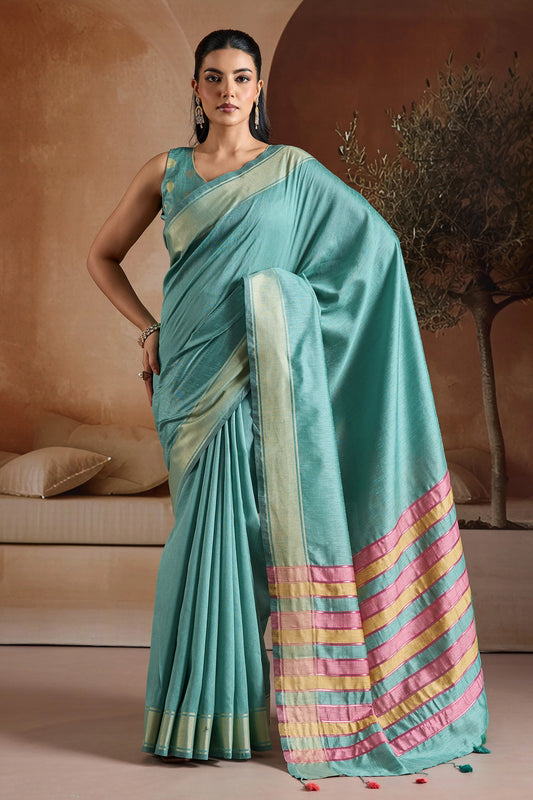 Blue Woven Bhagalpuri Silk Saree-SAR11194_1_SareeButa.com