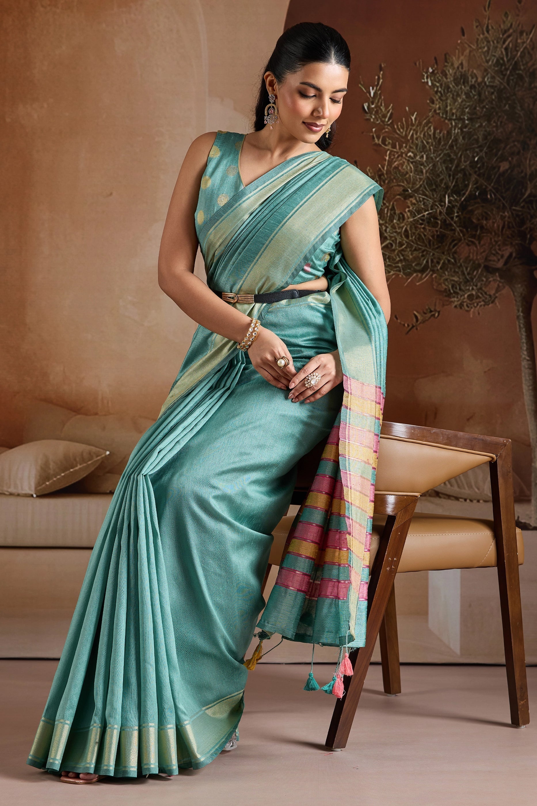 Blue Woven Bhagalpuri Silk Saree-SAR11194_2_SareeButa.com