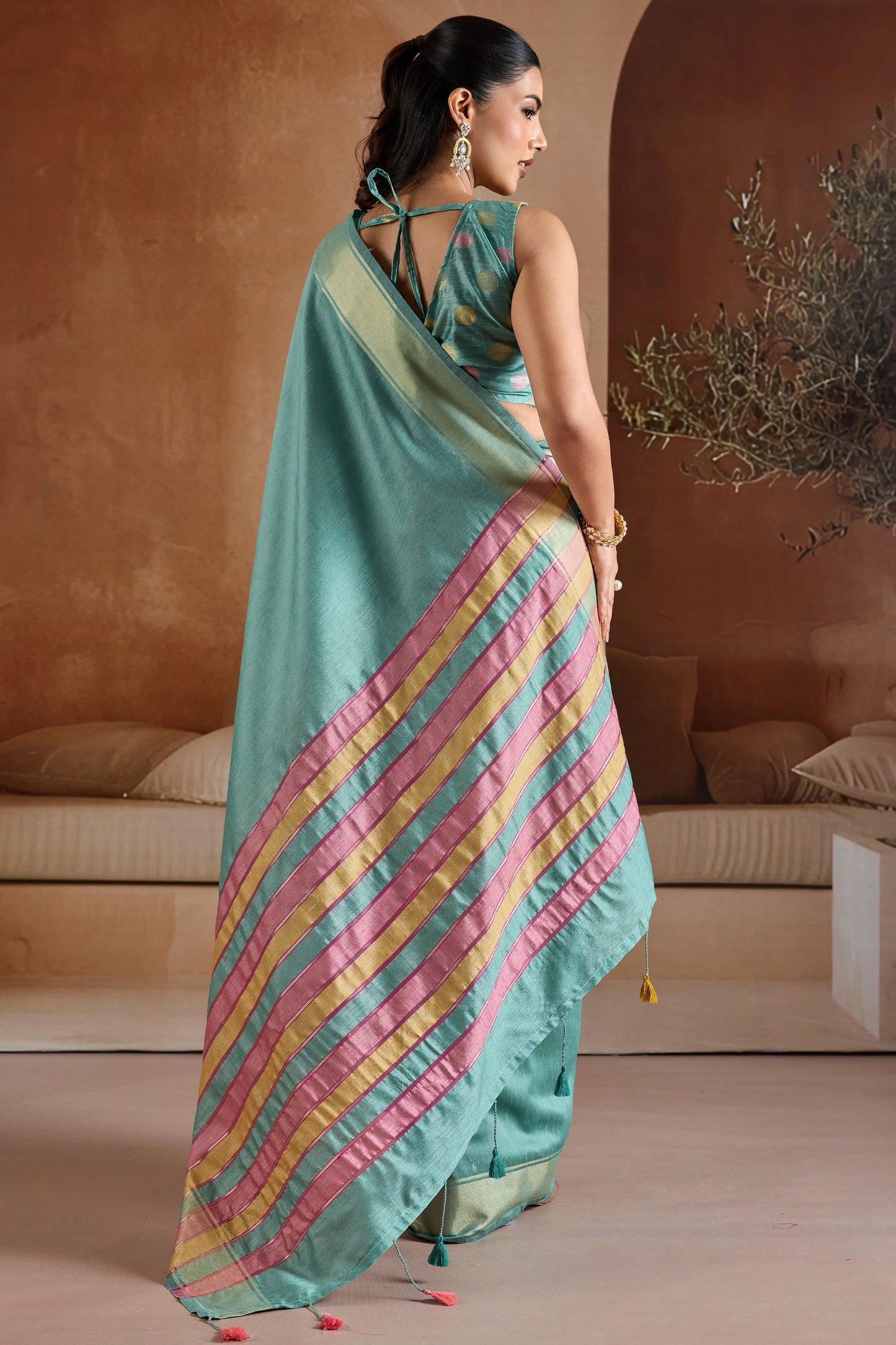 Blue Woven Bhagalpuri Silk Saree-SAR11194_3_SareeButa.com