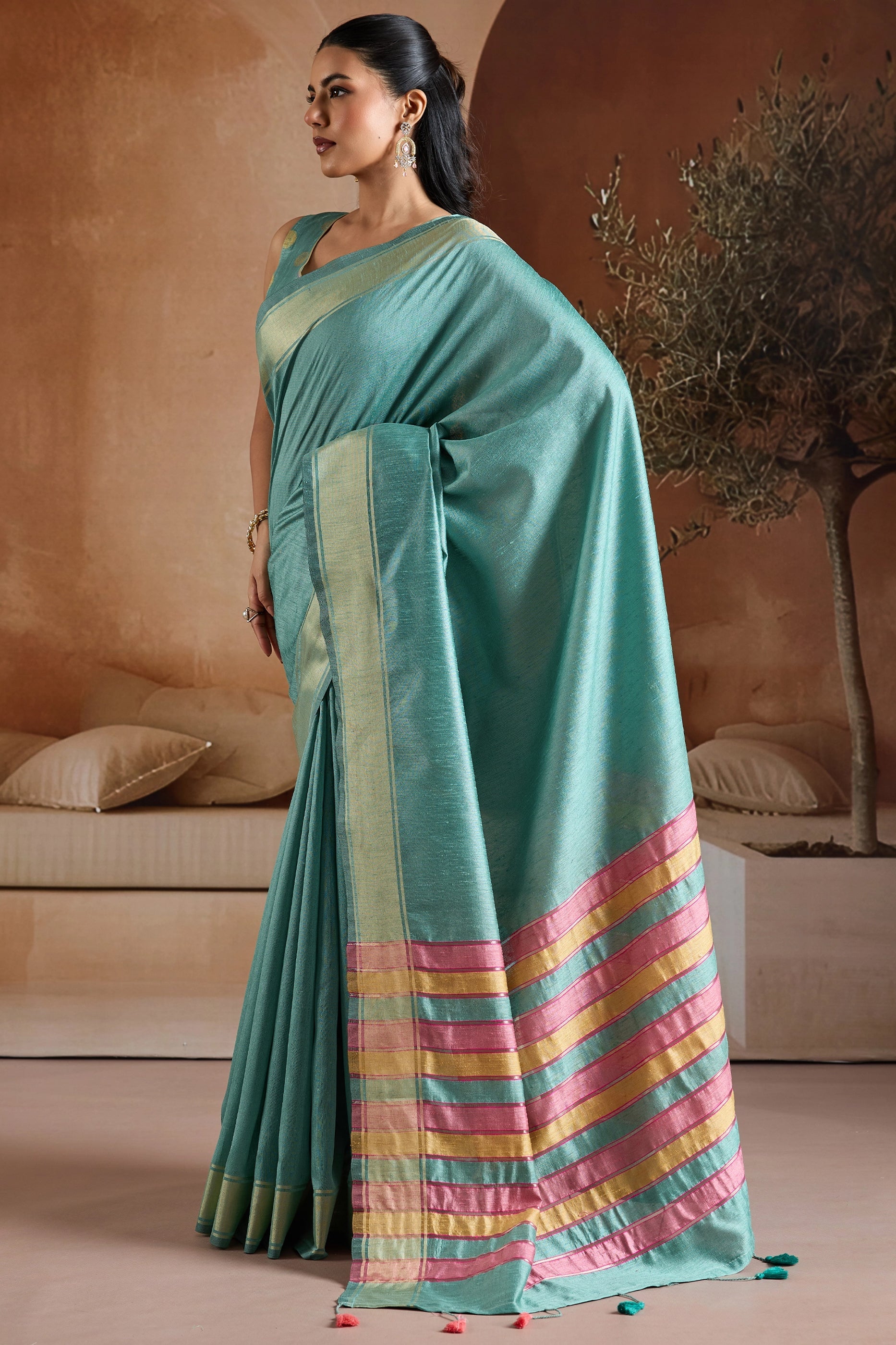 Blue Woven Bhagalpuri Silk Saree-SAR11194_4_SareeButa.com