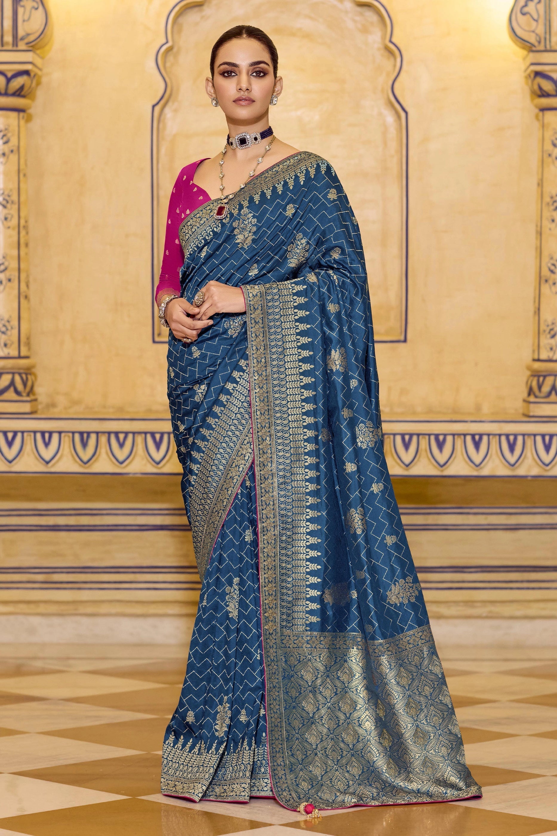 Blue Woven Crepe Silk Saree-SAR11160_1_SareeButa.com