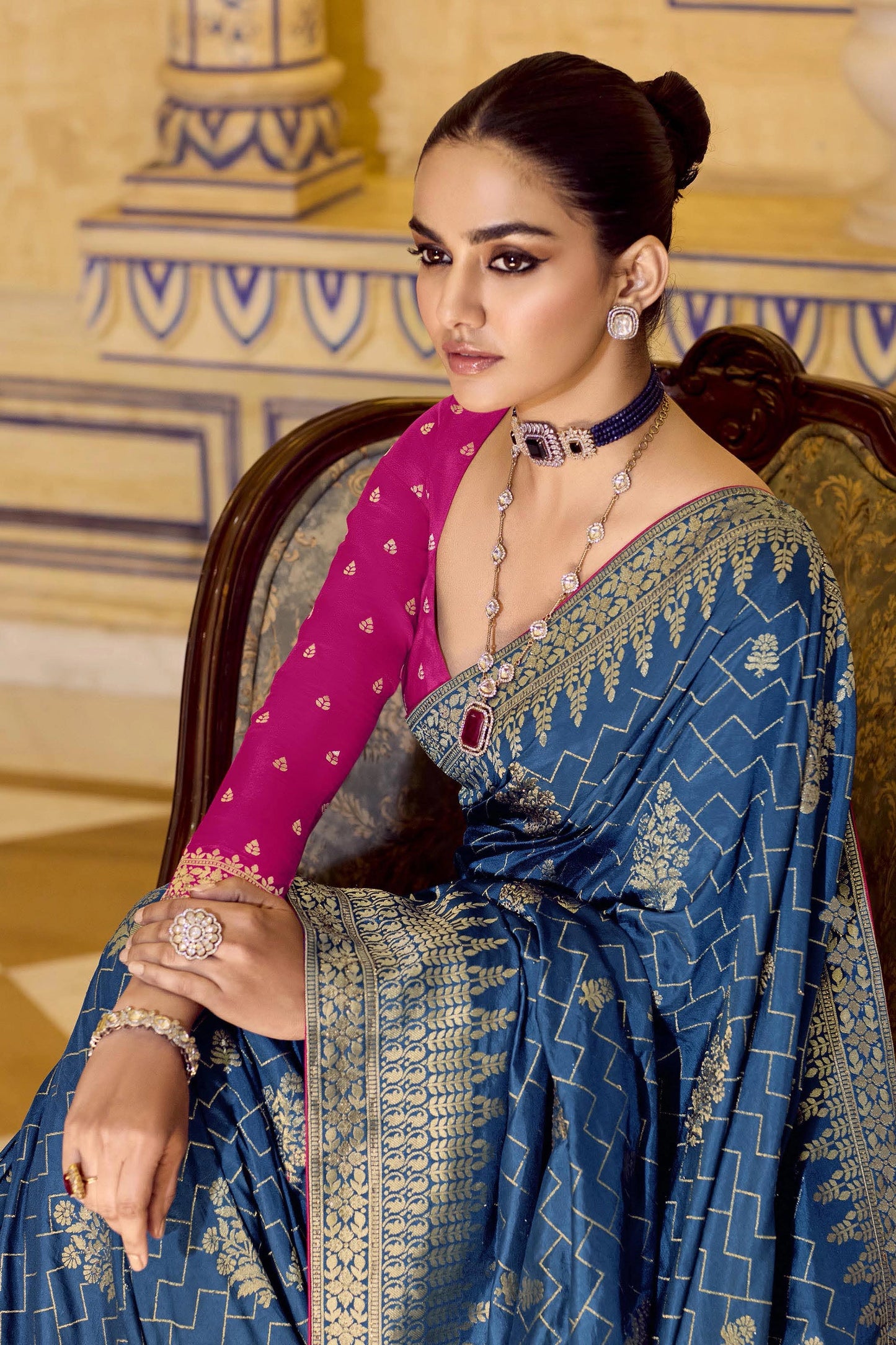 Blue Woven Crepe Silk Saree-SAR11160_2_SareeButa.com