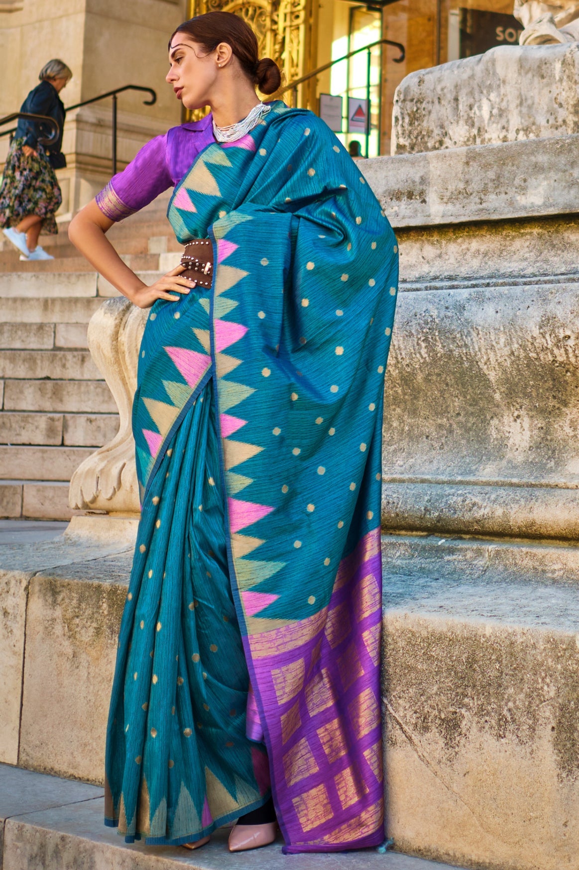 Blue Woven Khadi Silk Saree-ZB134117_1_SareeButa.com