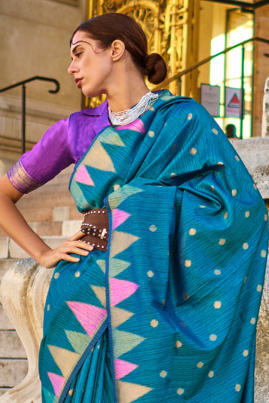 Blue Woven Khadi Silk Saree-ZB134117_2_SareeButa.com