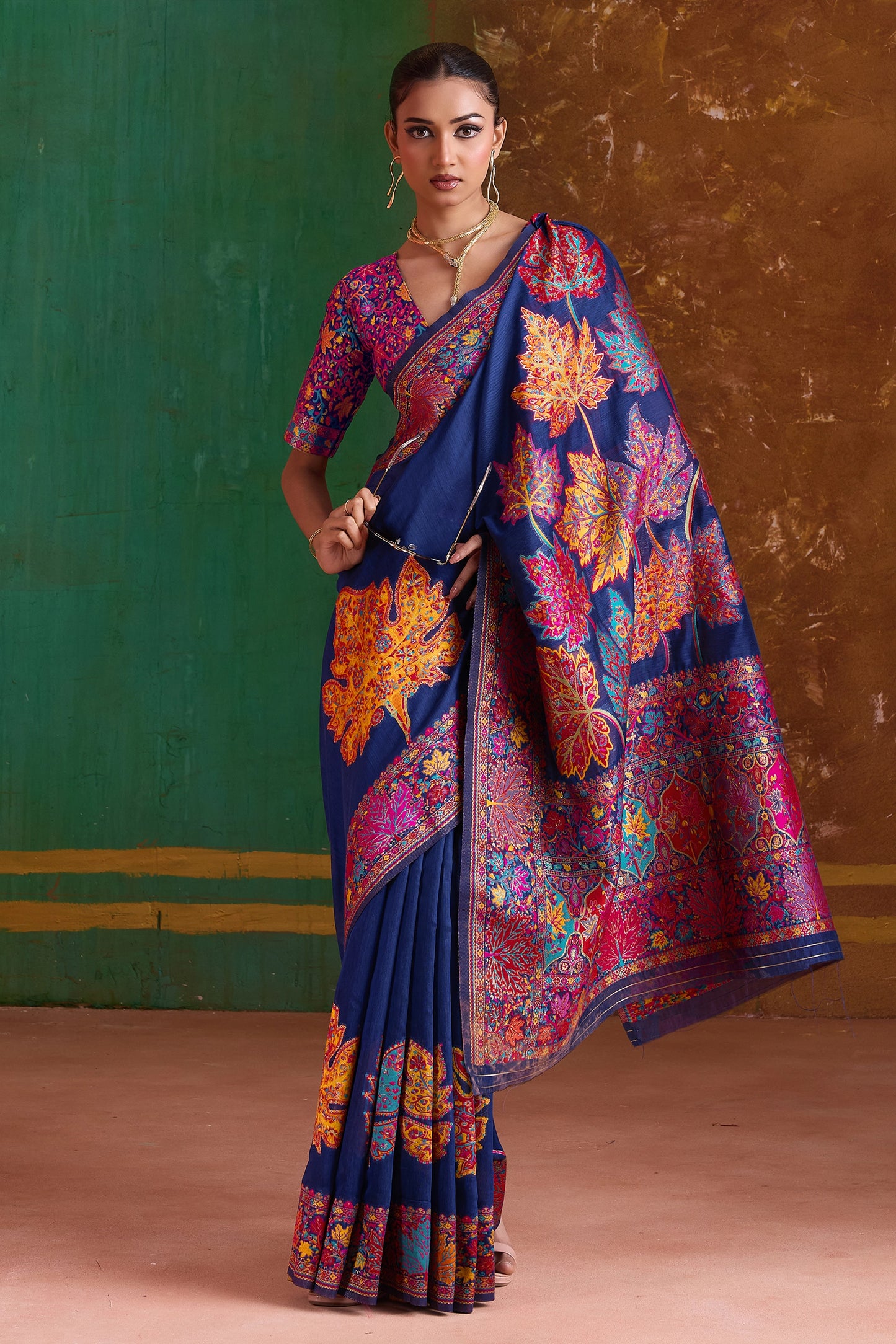 Blue Woven Modal Cotton Saree-SAR11890_3_SareeButa.com