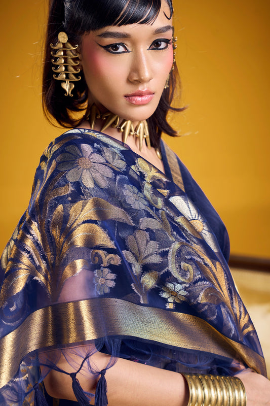Blue Woven Munga Silk Saree-SAR12335_2_SareeButa.com