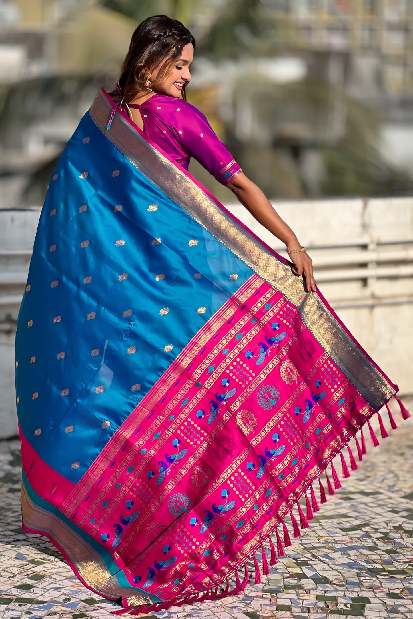 Blue Woven Paithani Saree-ZB134843_3_SareeButa.com