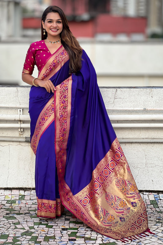Blue Woven Paithani Saree-ZB134846_1_SareeButa.com